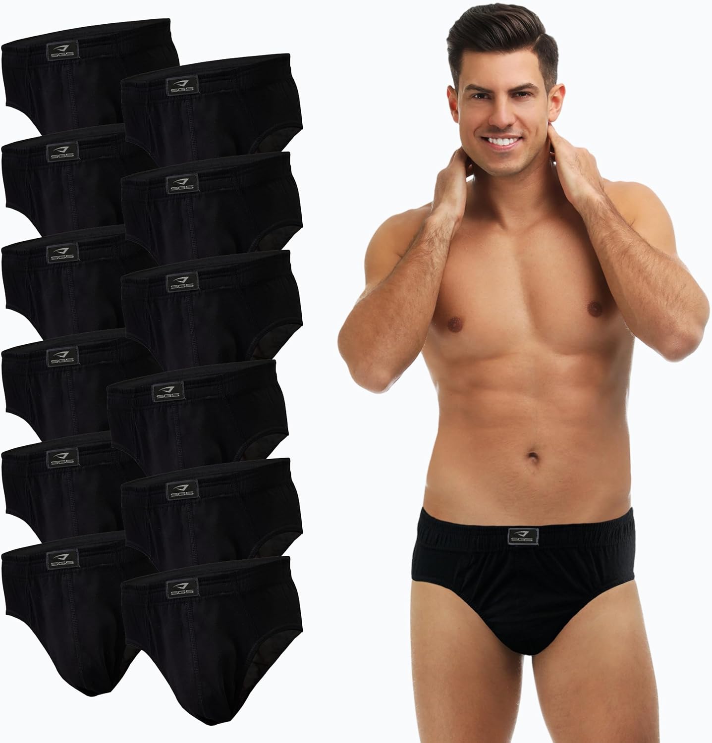 Detalle de SGS Slip Herren Unterhosen Baumwolle – 6er oder 12er Pack, atmungsaktiv und hautschonend
