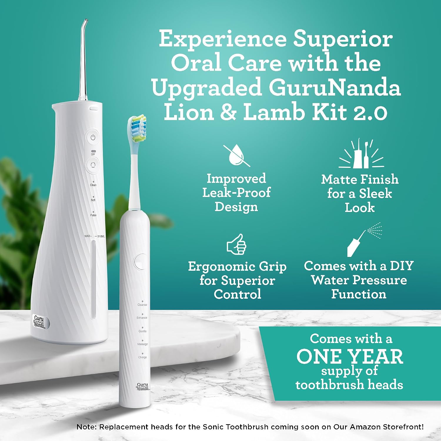 Detalle 2 de GuruNanda Electric Toothbrush and Water Flosser Kit Lion & Lamb 2.0