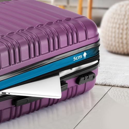Detalle de BEIBYE Reisekoffer 2088 Hartschalekoffer – M Größe (55 × 39 × 23 cm), 45 L bis 65 L dank Dehnfuge, Lila