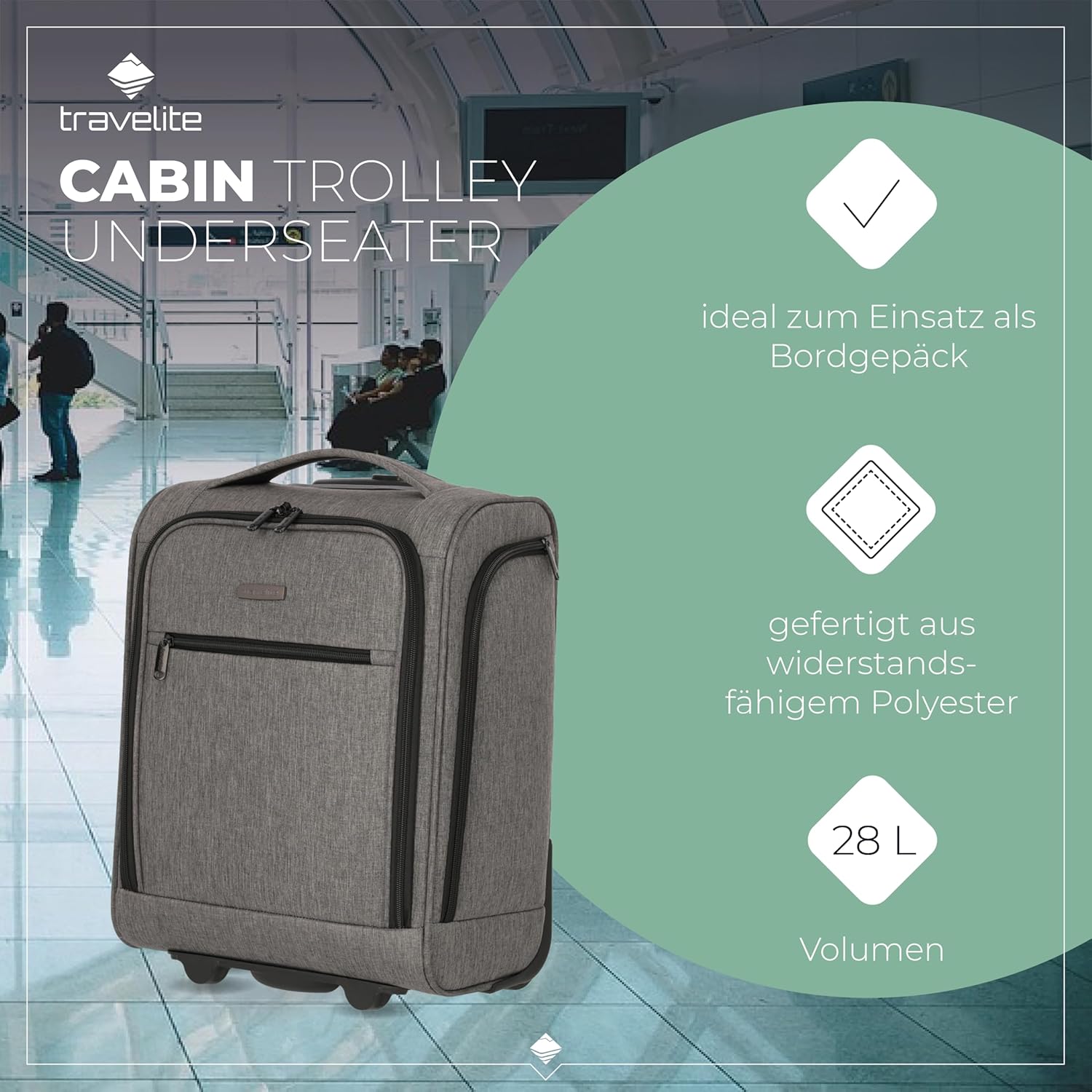 Thumbnail 1 de Travelite Underseat Koffer 43 cm – Leichtes Handgepäck mit Liquids Bag, 28 Liter, 2 Rollen