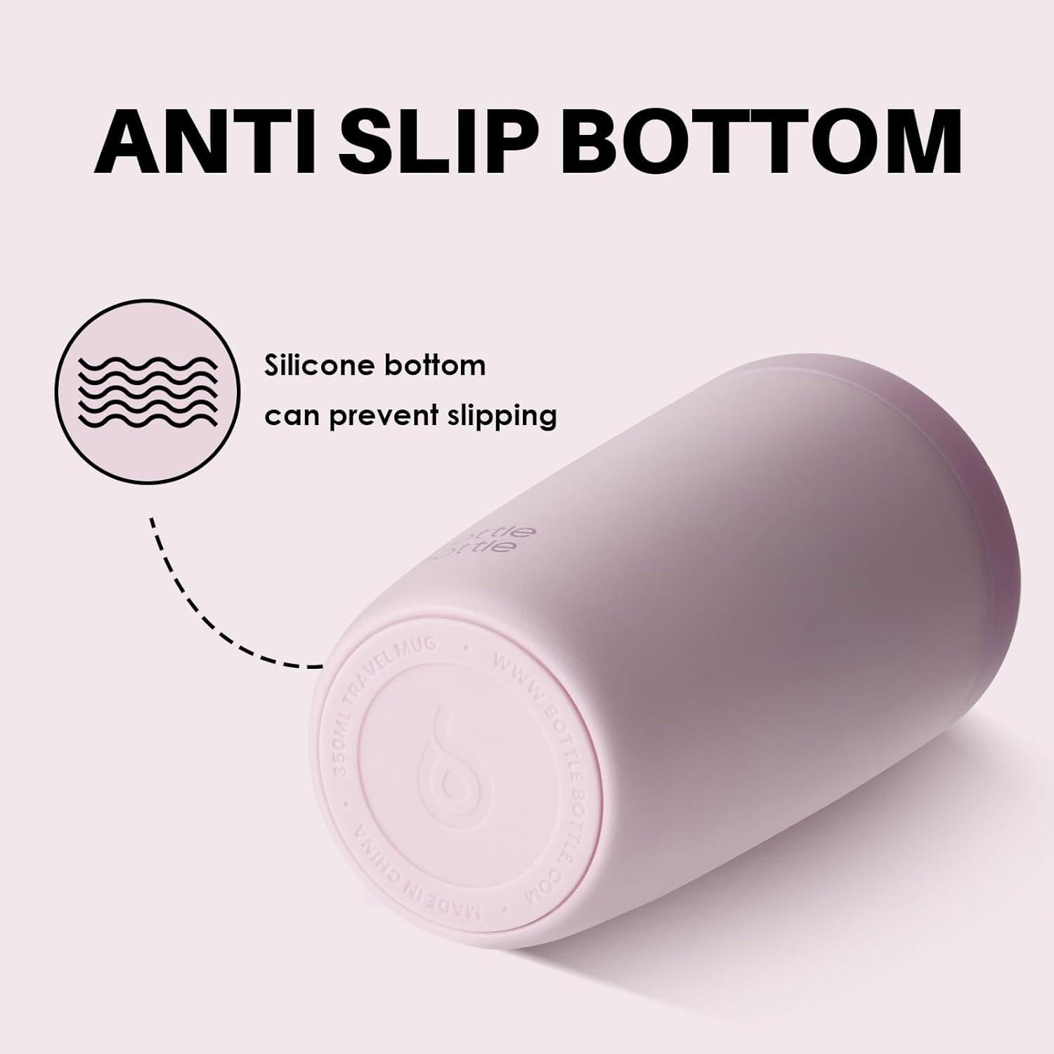 Thumbnail 3 de Insulated Travel Mug 350ml Stainless Steel – Pink with Push Button Lid