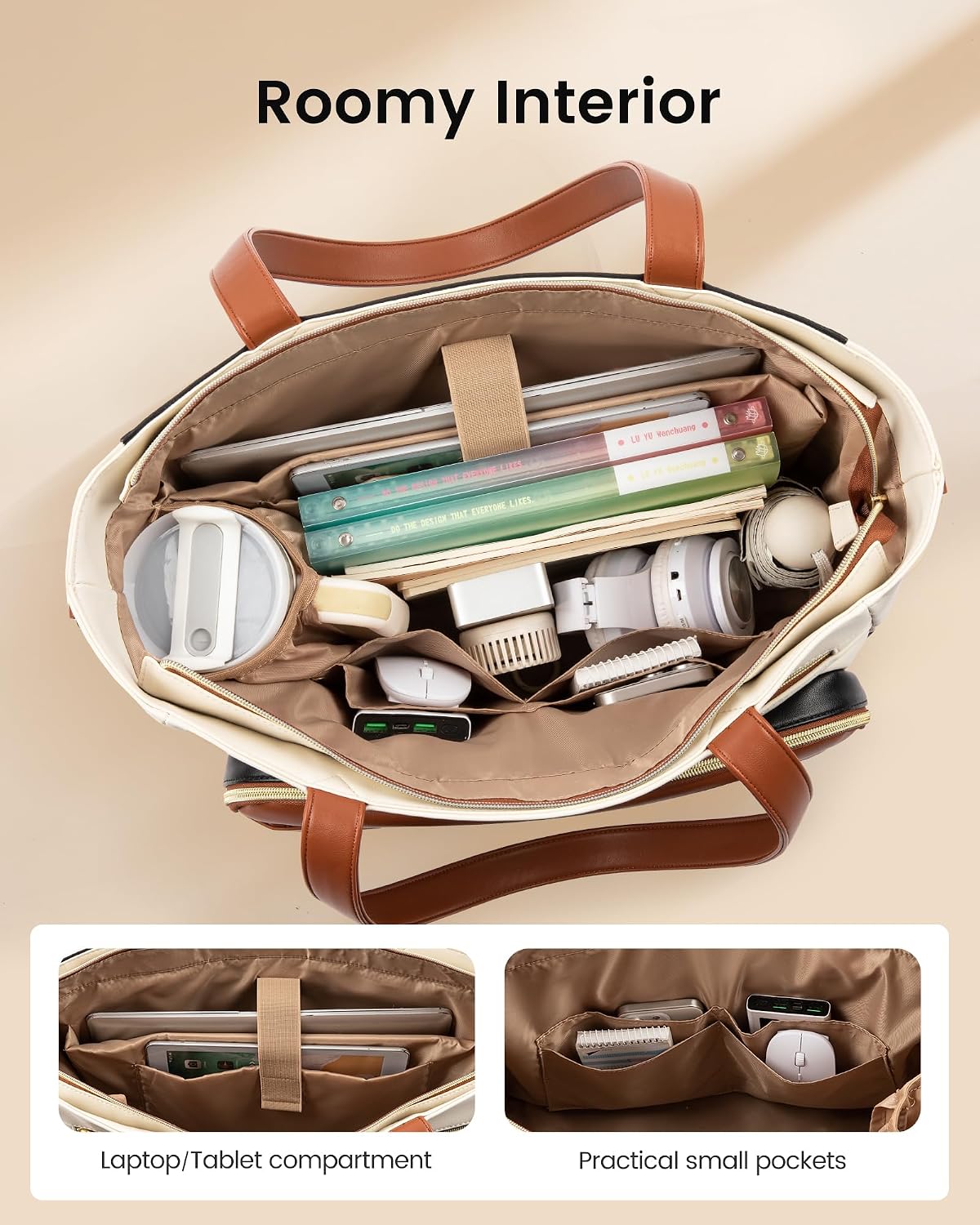 Detalle 1 de LOVEVOOK Teacher Tote Bag PU Leather