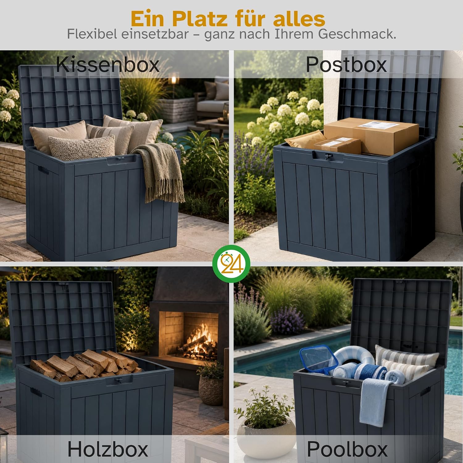 Detalle de Ondis24 City Cube – 110 L Kunststoff-Box, abschließbare Sitz- und Aufbewahrungsbox, Beige 55×43×53 cm