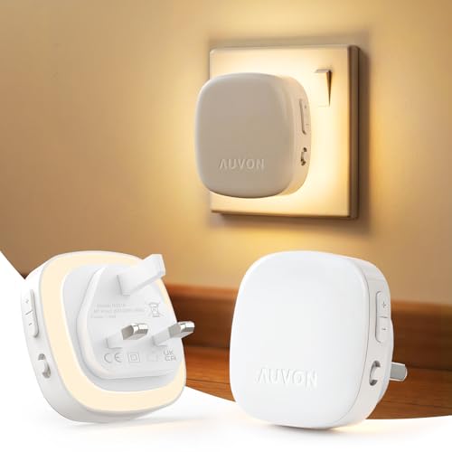 Detalle de AUVON Plug-in LED Backlit Night Light 2-Pack with Motion and Dusk-to-Dawn Sensor