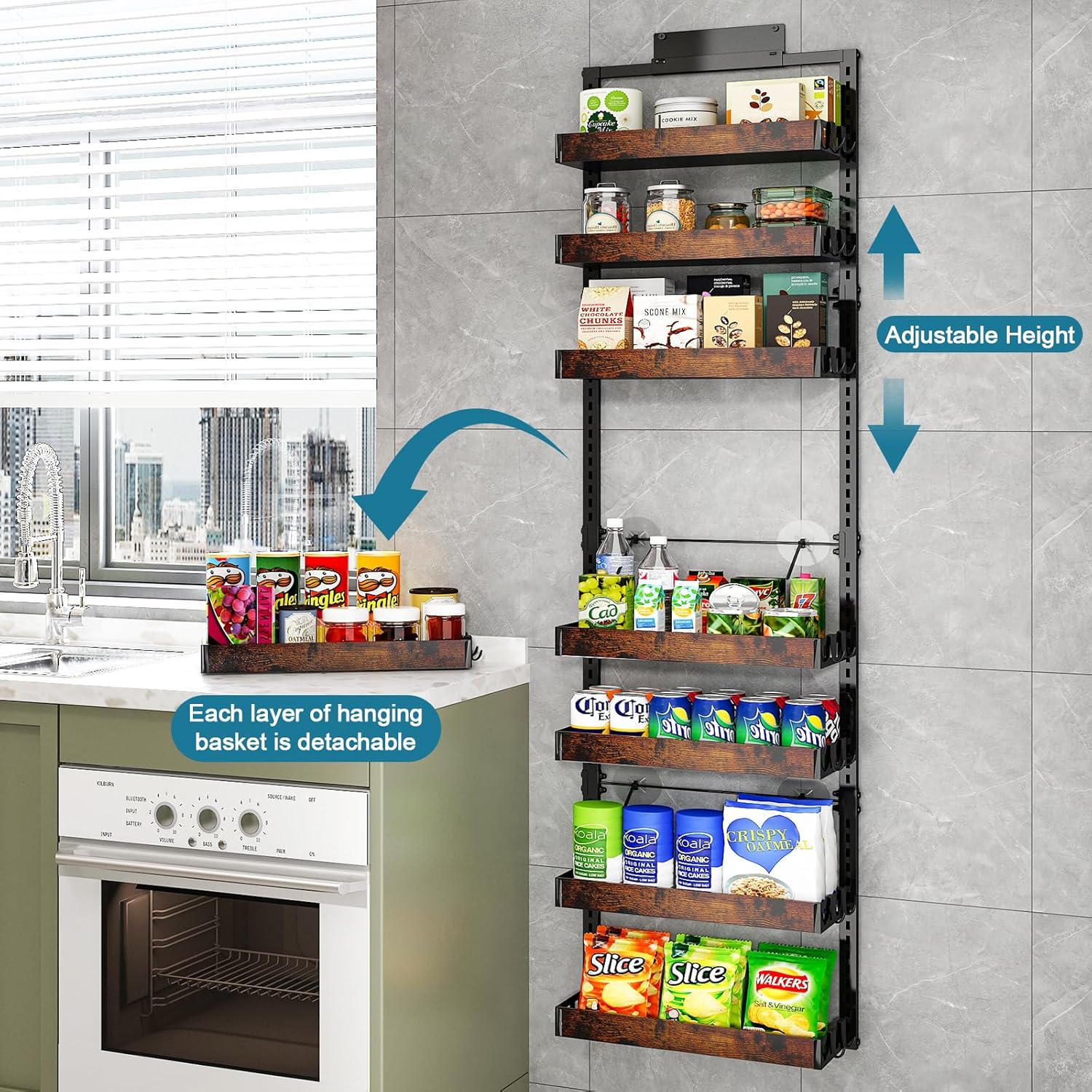 Detalle 2 de Bukfen Pantry Door Organizer 8-Tier Storage