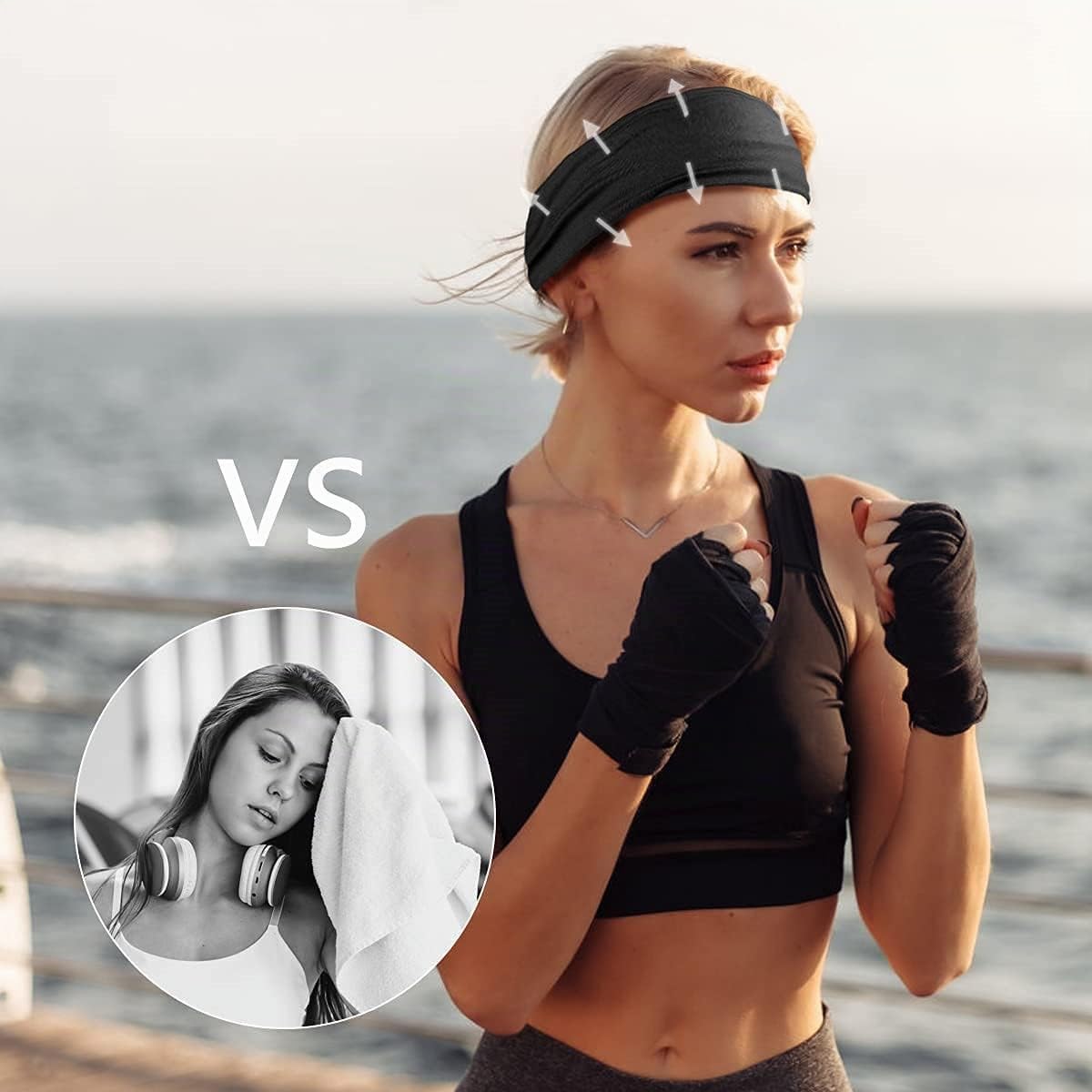 Detalle 2 de Flintronic 6 pièces Bandeau Cheveux Femme – antidérapant, éco-confort, sport et yoga