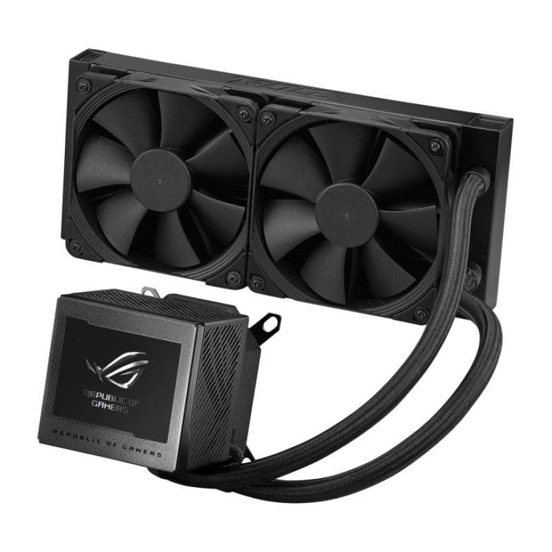 Detalle de ASUS ROG Ryujin III 240 — Refrigeración líquida AIO con LCD y gestión térmica de alto rendimiento