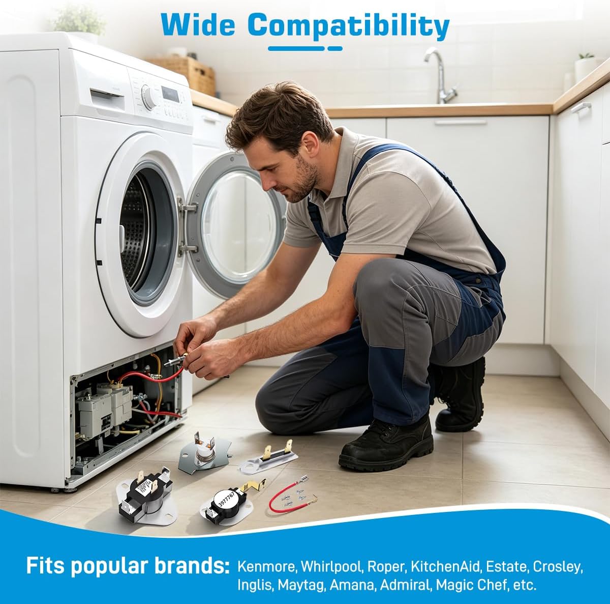Thumbnail 1 de SUMNEW WP3387134 / WP3392519 Dryer Thermostat and Fuse Kit with 3977393, WP3977767