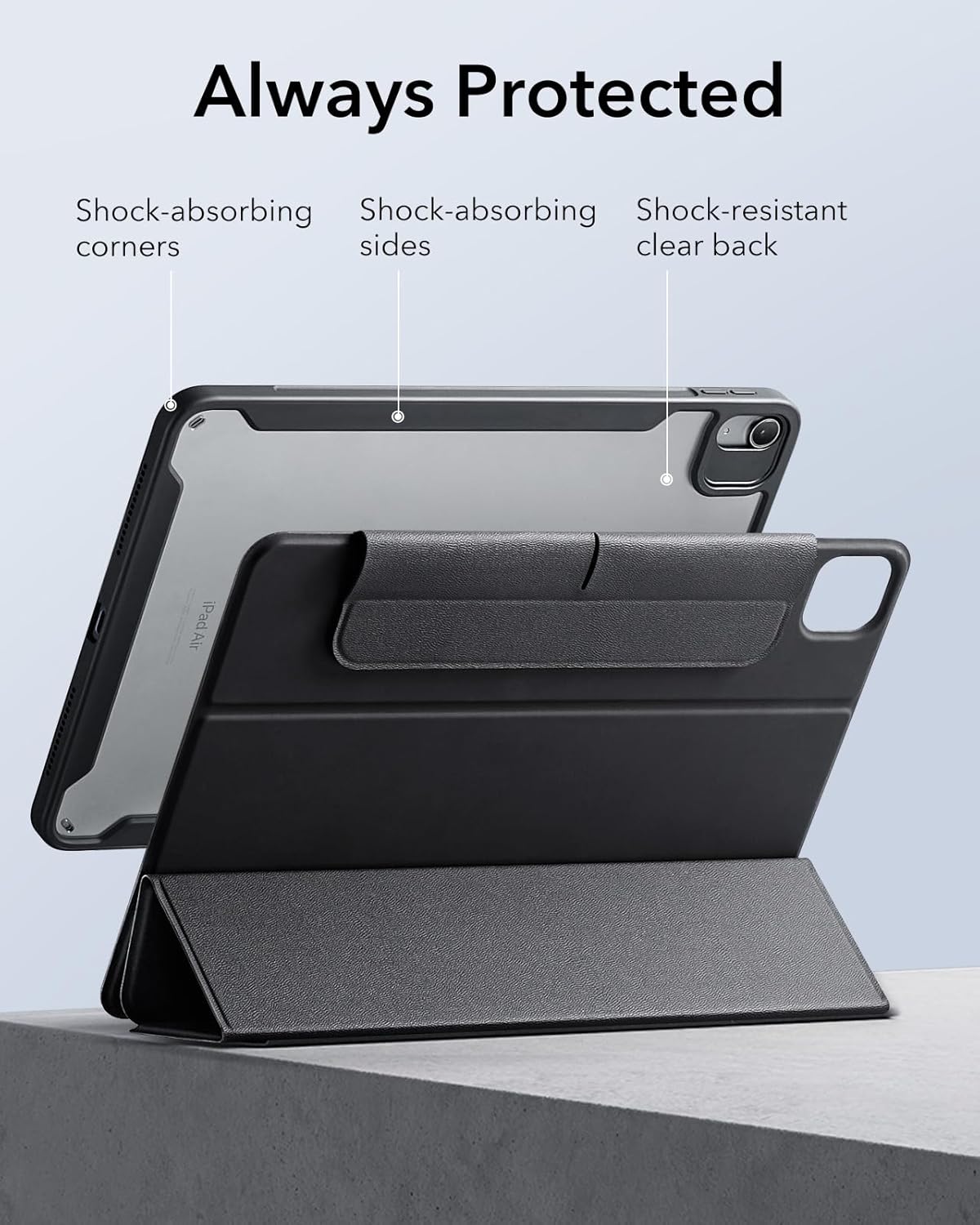 Thumbnail 6 de ESR Magnetische Hülle für iPad Air 11 Zoll (M4/M3/M2, 2026/2025/2024) & iPad Air 10,9 Zoll (5./4. Gen) – Rebound 360 Serie, Schwarz