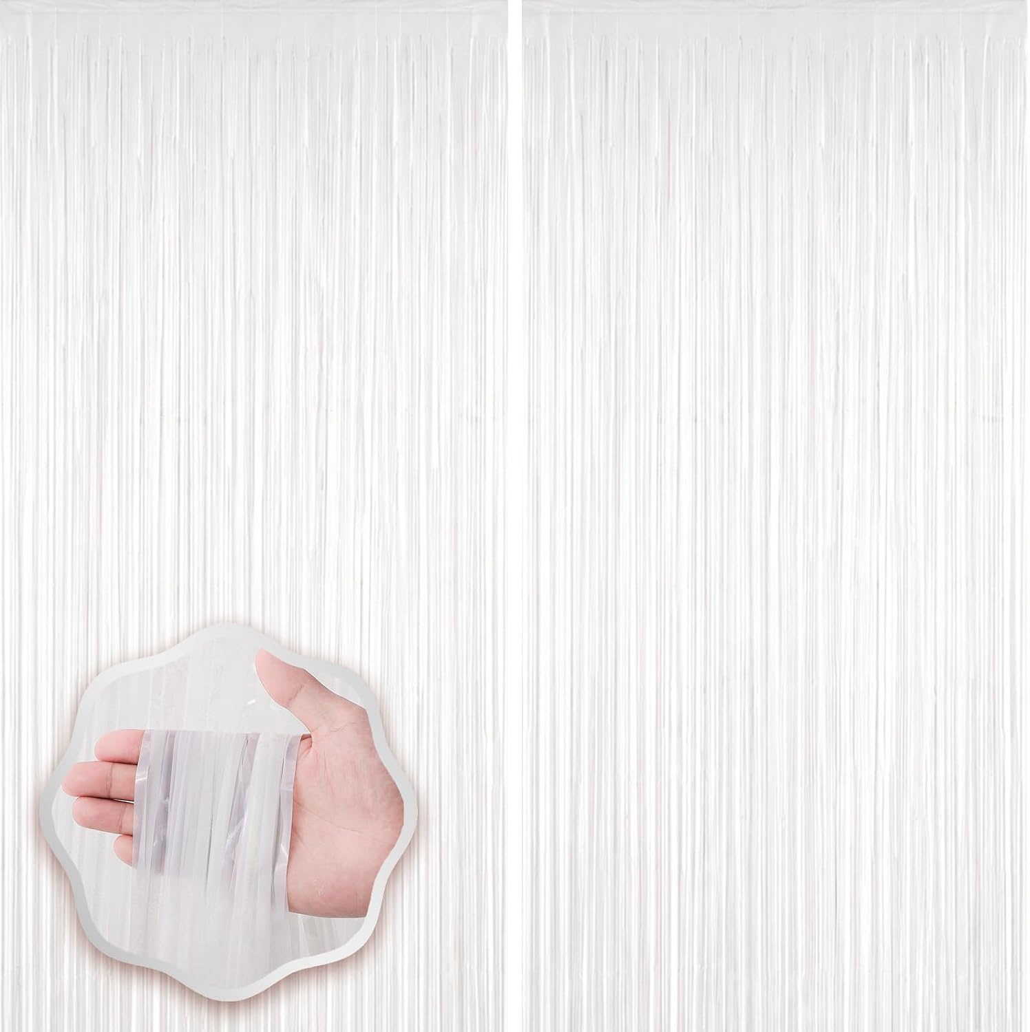 Detalle de Voircoloria foil fringe backdrop curtains, 2-pack