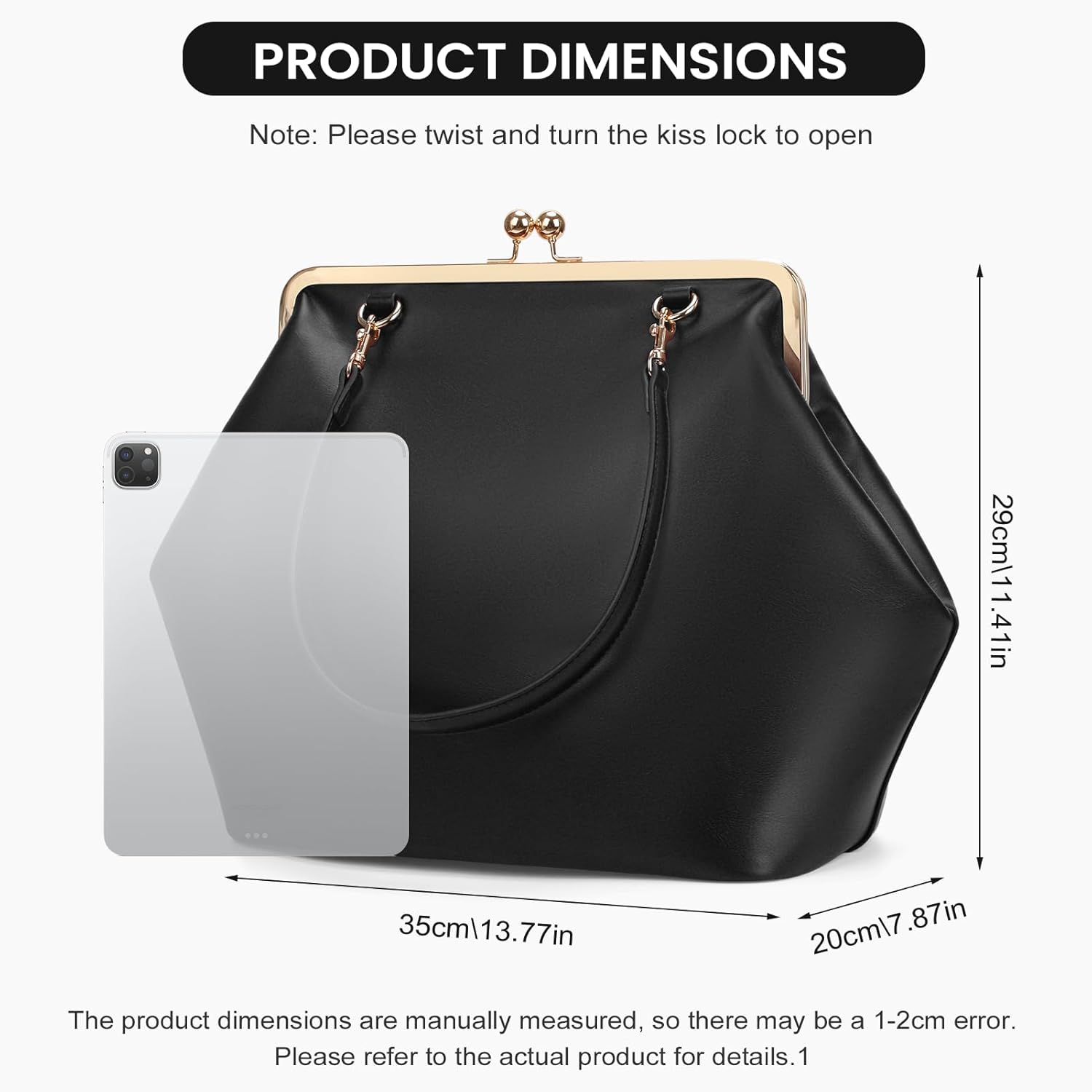 Thumbnail 5 de CATSEA Large Women's Kiss Lock Bag PU Medium Top Handle Handbag