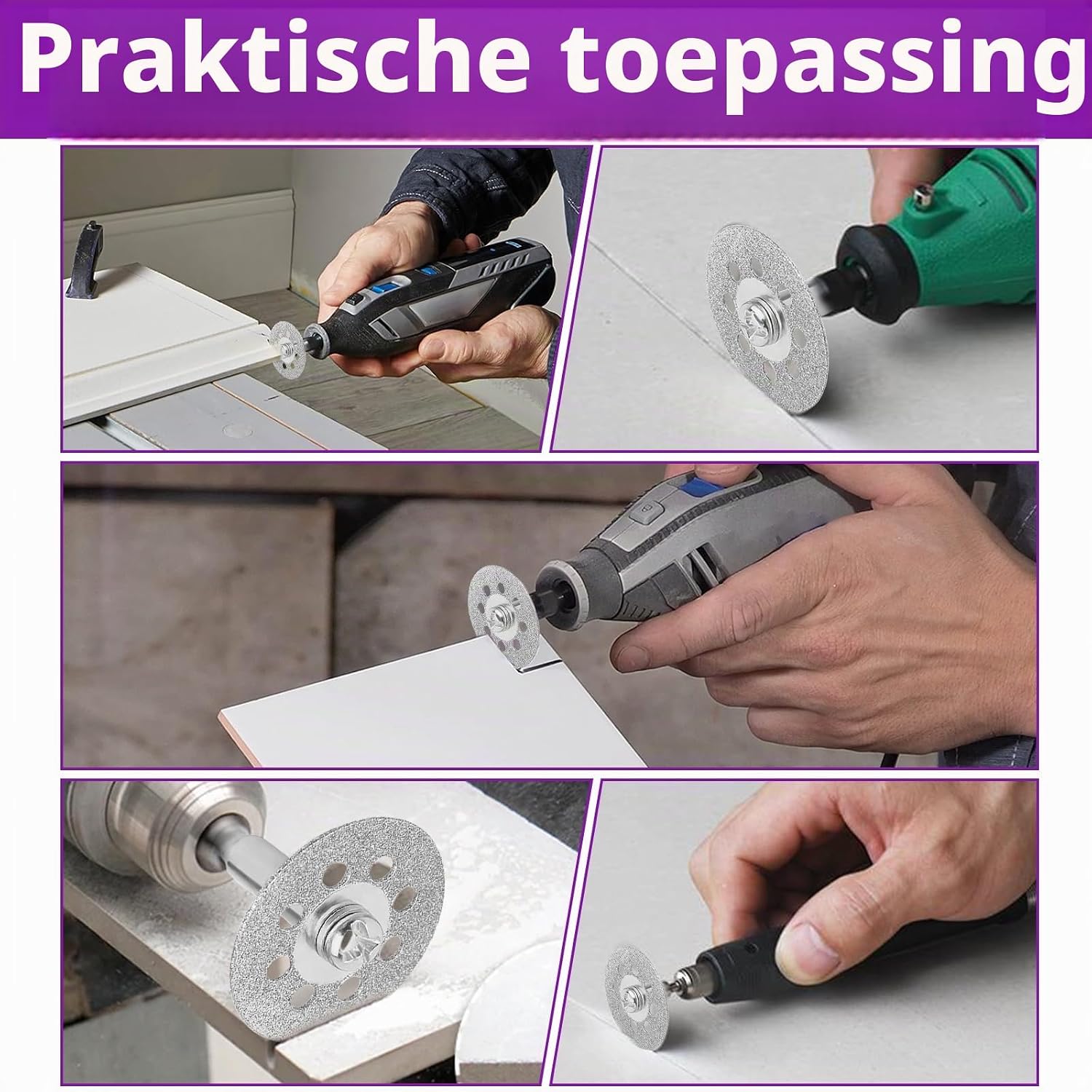 Detalle 1 de YURINWOO 32-delige diamantfreesset voor Dremel-4, met 3 mm schacht