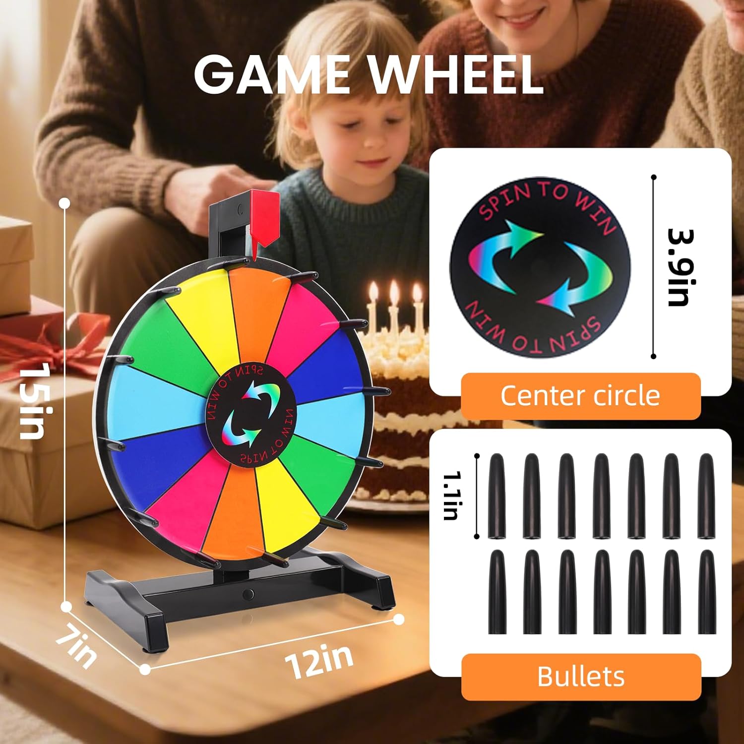 Thumbnail 3 de iElyiEsy Spinning Prize Wheel 12 Inch Tabletop with Stand (12 Colour Slots)