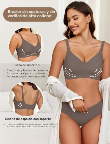 Detalle de EIISSION Sujetador sin Aros Mujer – Cómodo Bralette sin Costuras, efecto moldeador suave