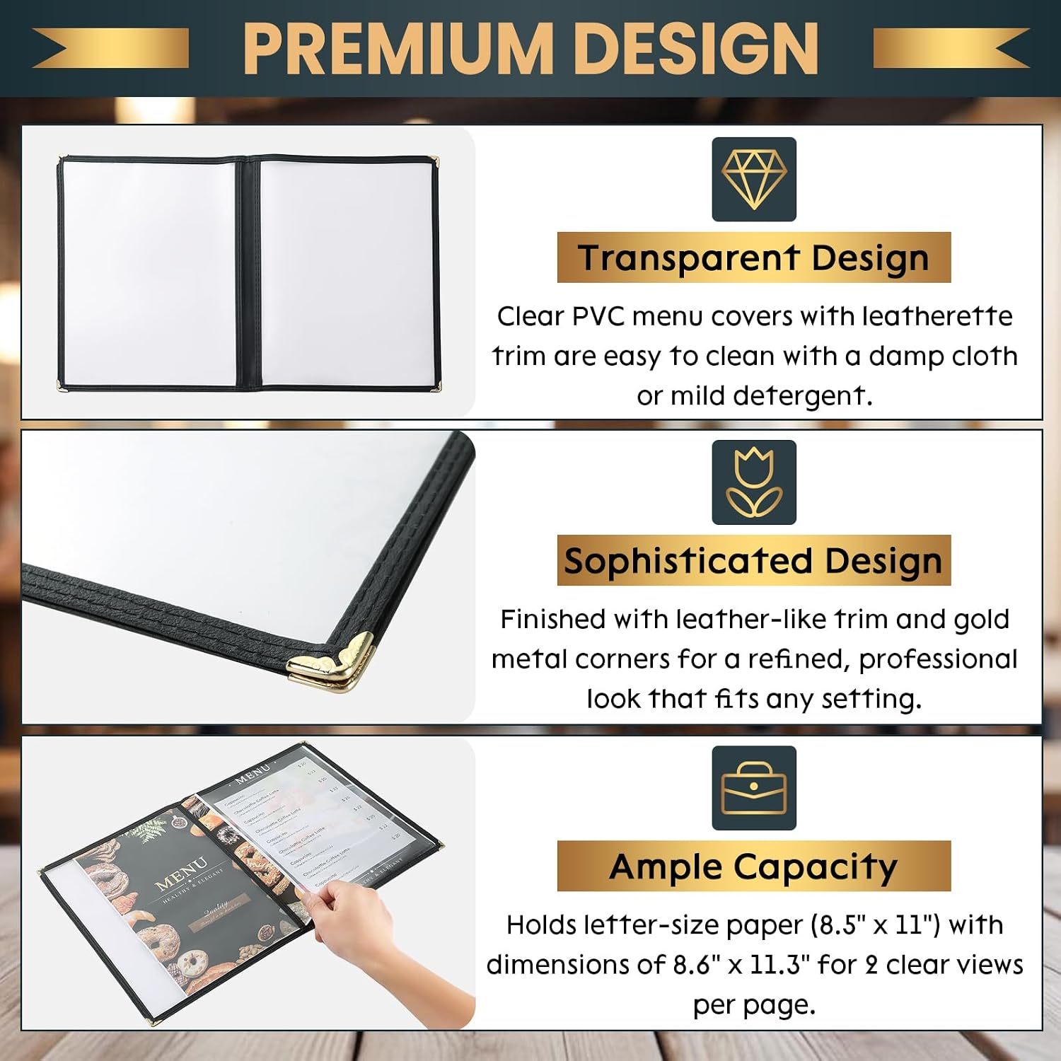 Thumbnail 3 de AMGSH Menu Covers, 8.5 x 11 Inch