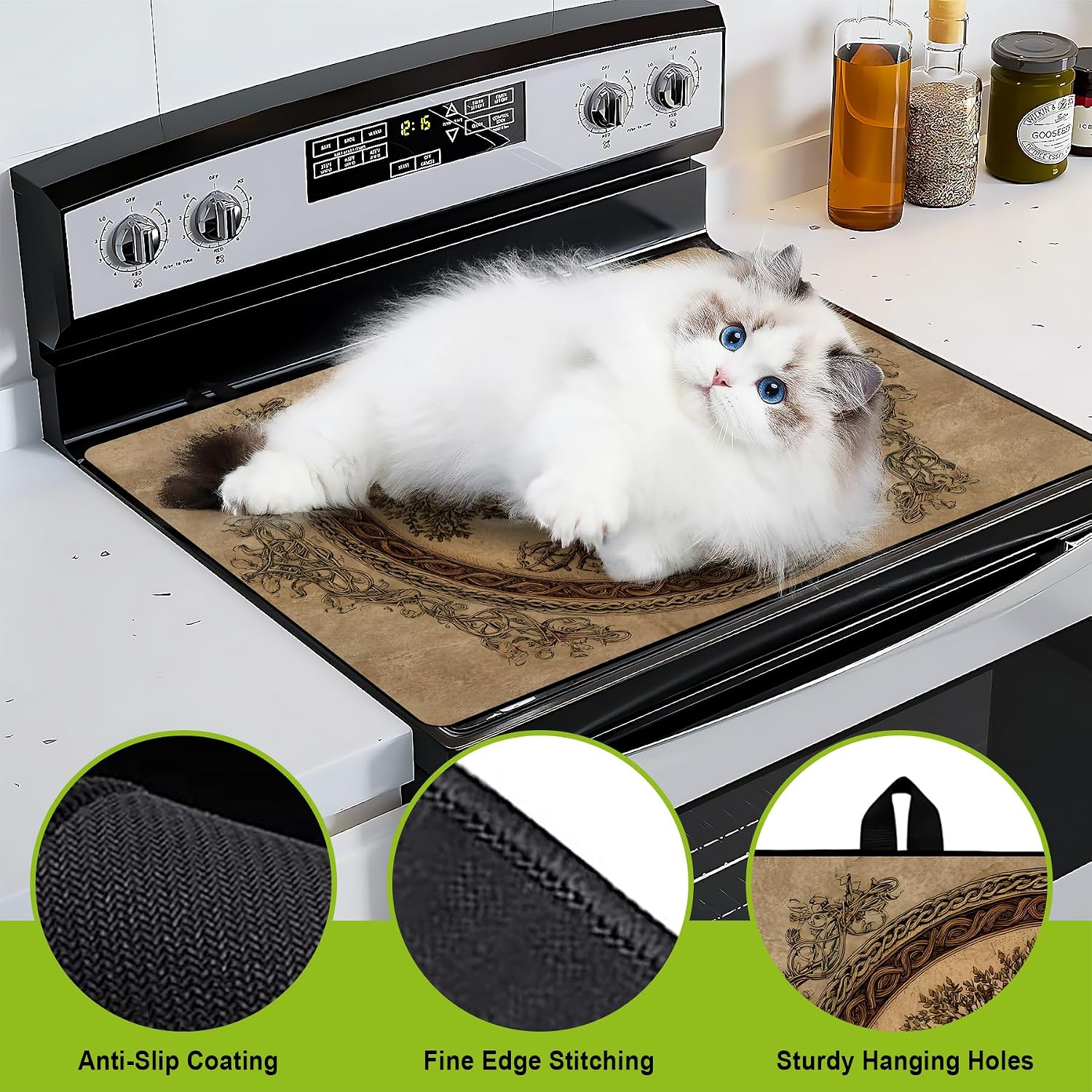 Thumbnail 4 de BVBOX STC Stove Top Cover, 28" x 20" Absorbent Non-Slip Cooktop Mat
