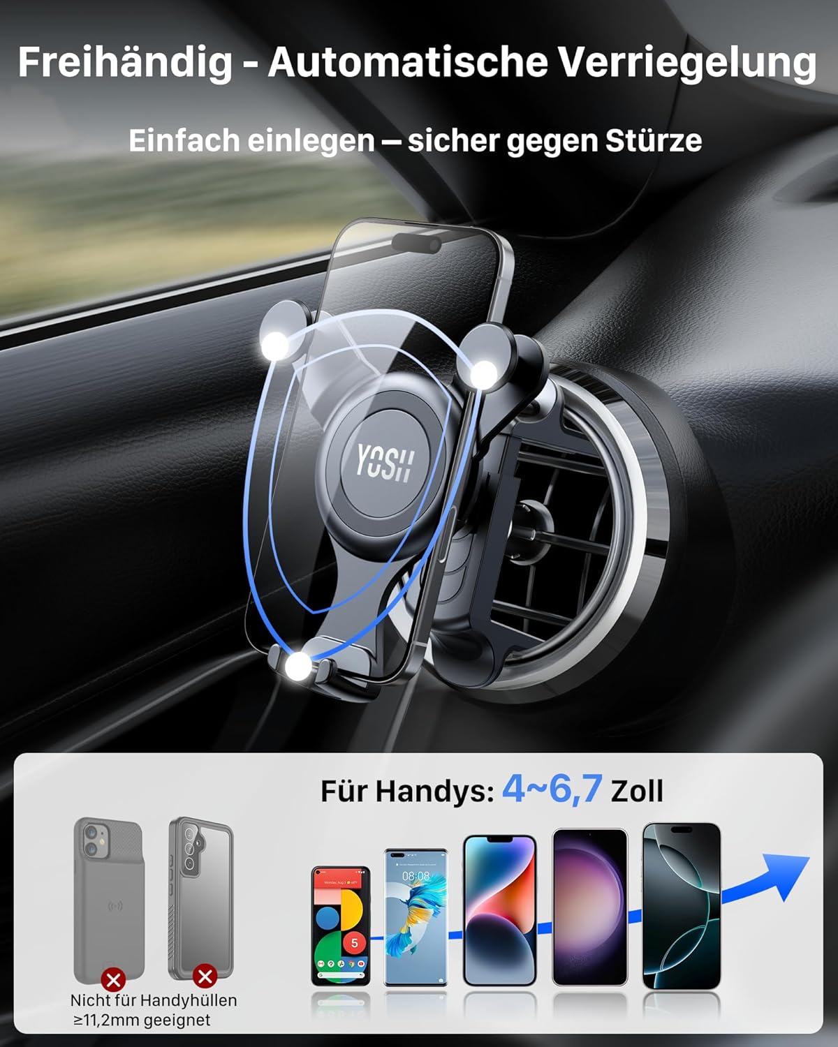 Detalle 2 de YOSH Handyhalterung Mercedes für runde Lüftung