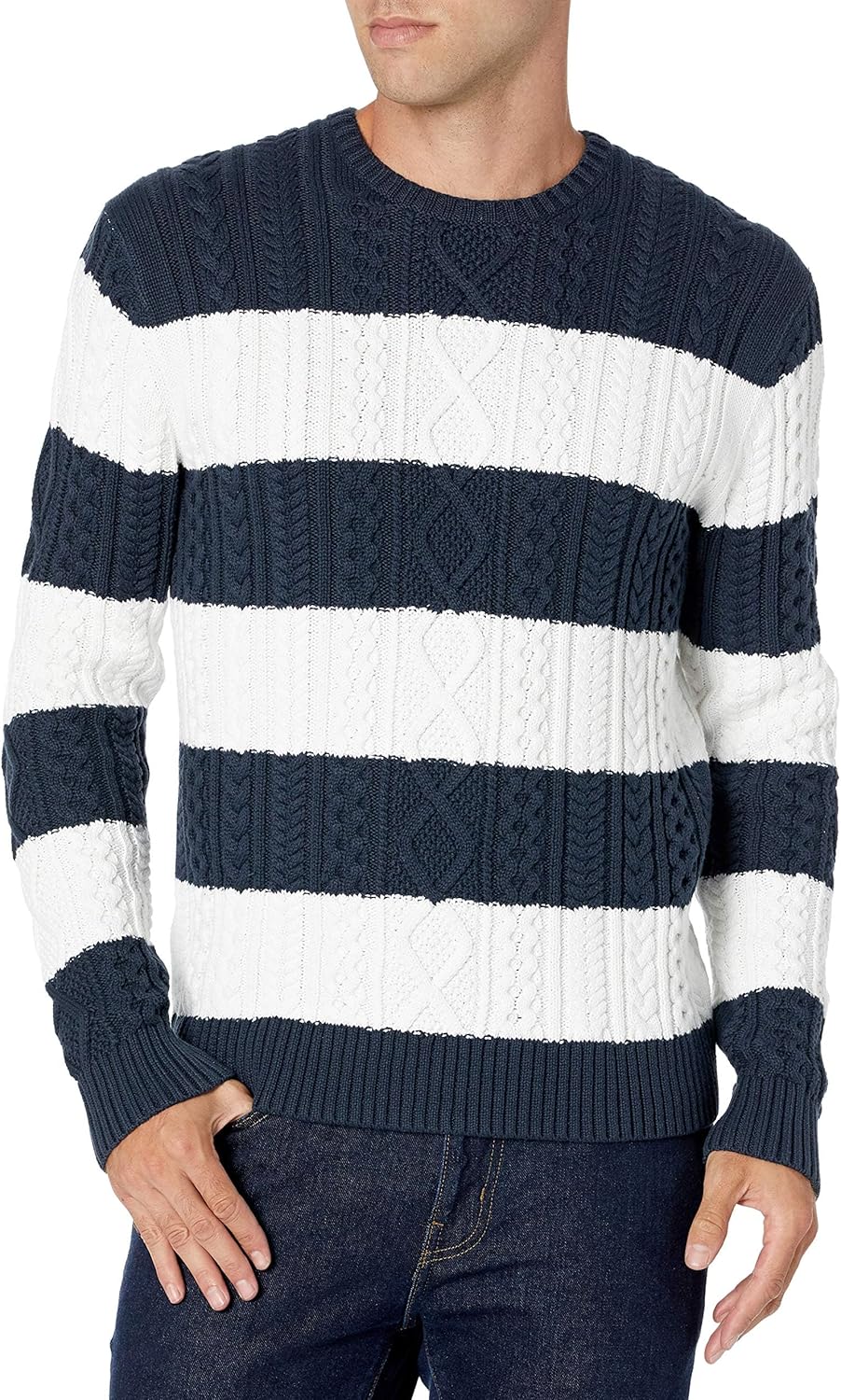 Thumbnail 1 de Herren Pullover mit Zopfmuster aus 100% Baumwolle – Amazon Essentials Rundhalsausschnitt