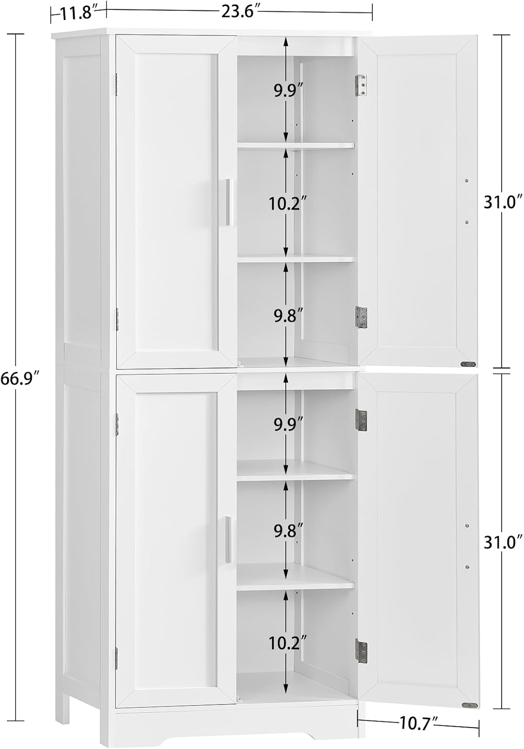 Detalle de TEENFON Pantry Cabinet, White