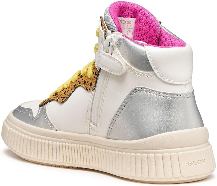 Detalle de Geox J Laquinny Girl Sneakers – Bianco/Fucsia, 28 EU