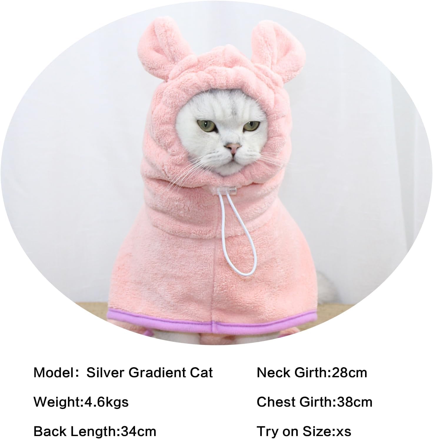 Thumbnail 5 de Fnaobai Pet Bathrobe for Dog & Cat – Absorbent Quick-Dry Hooded Towel in Pink (L)