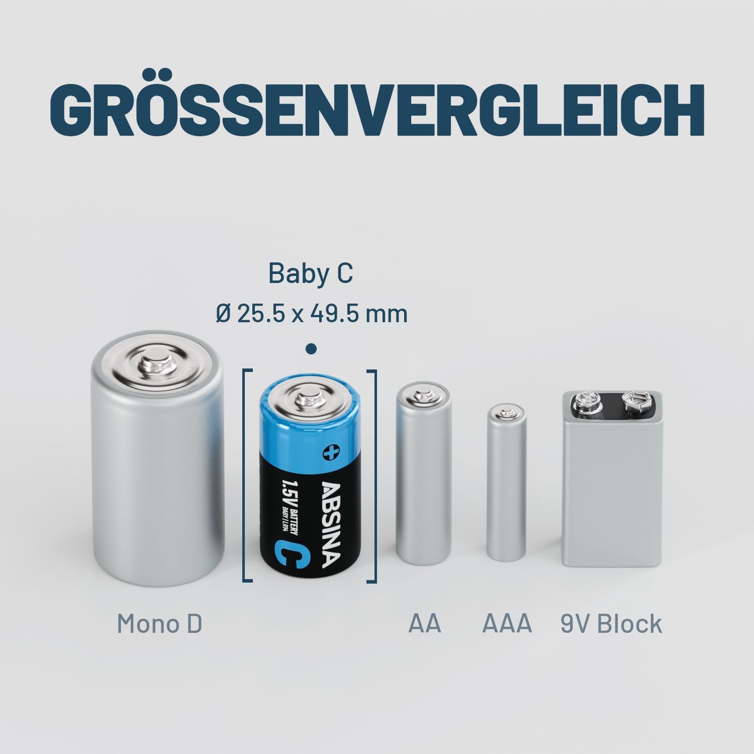 Thumbnail 5 de ABSINA 12x Baby C Batterien LR14 1,5V Alkaline (C) – langlebige R14-Batterien für Taschenlampe & Co.