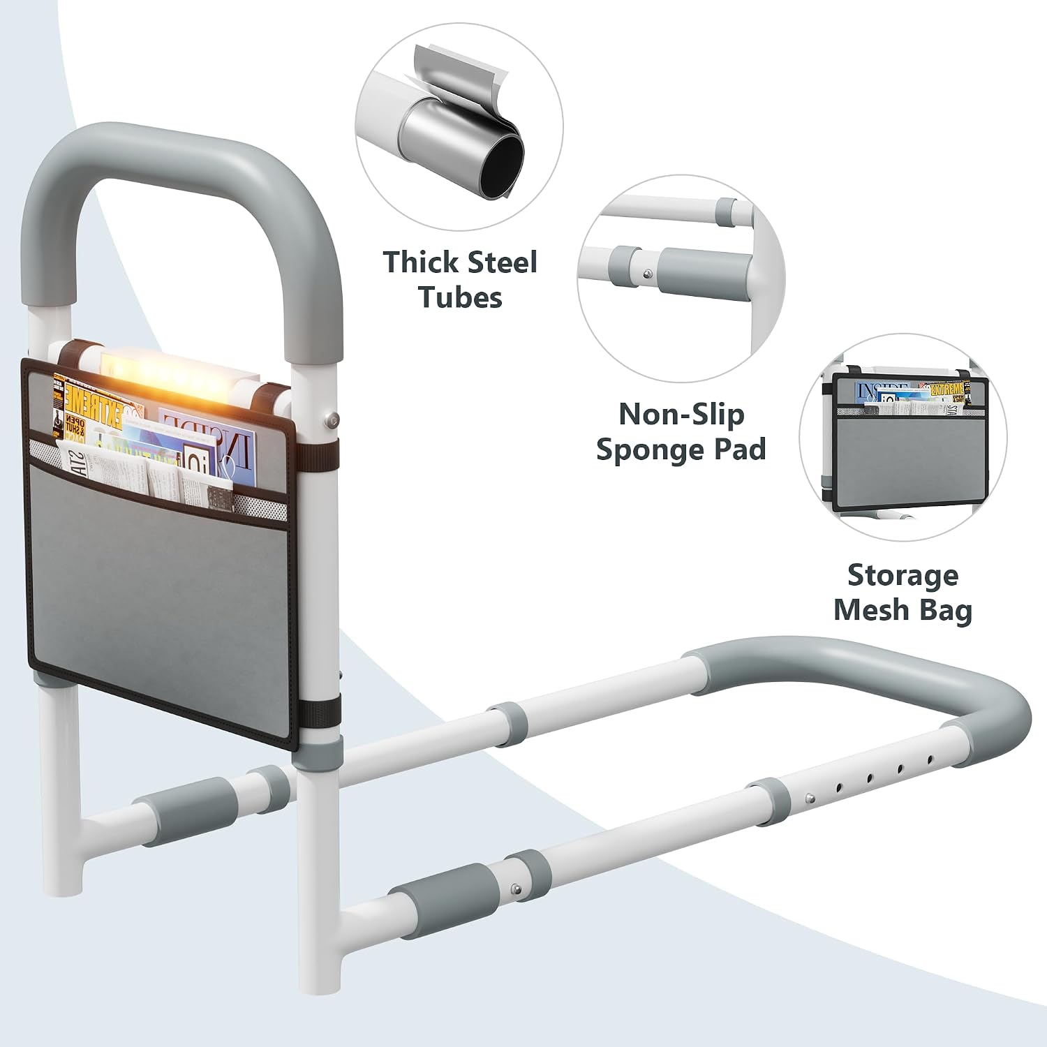 Thumbnail 3 de Yornoli Bed Rail for Elderly Adults: Motion-Sensing Light, Adjustable Non-Slip Handle and Sturdy Steel Frame
