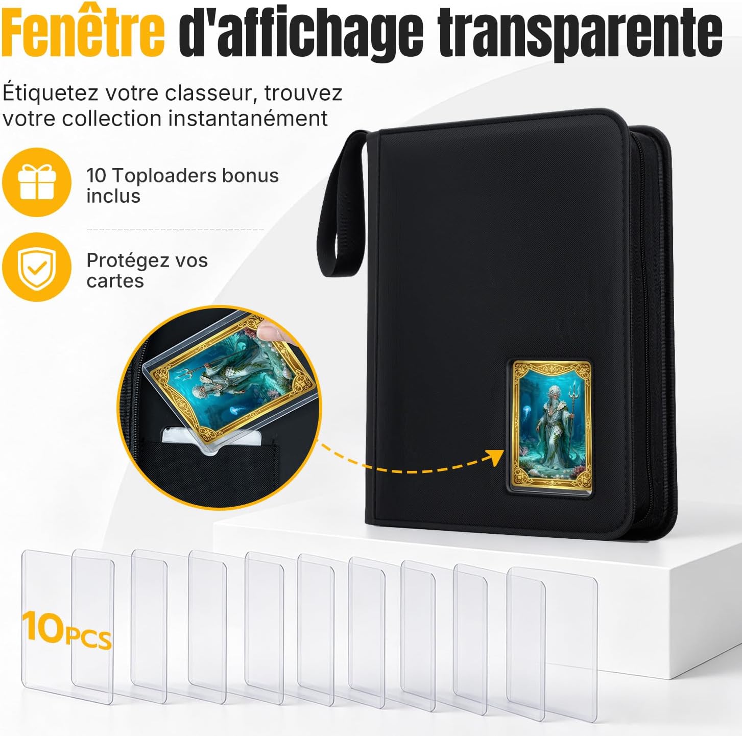 Detalle de Album Tolesum pour 160 Cartes Toploader : classeur 4 poches, étuis inclus et design sans anneaux