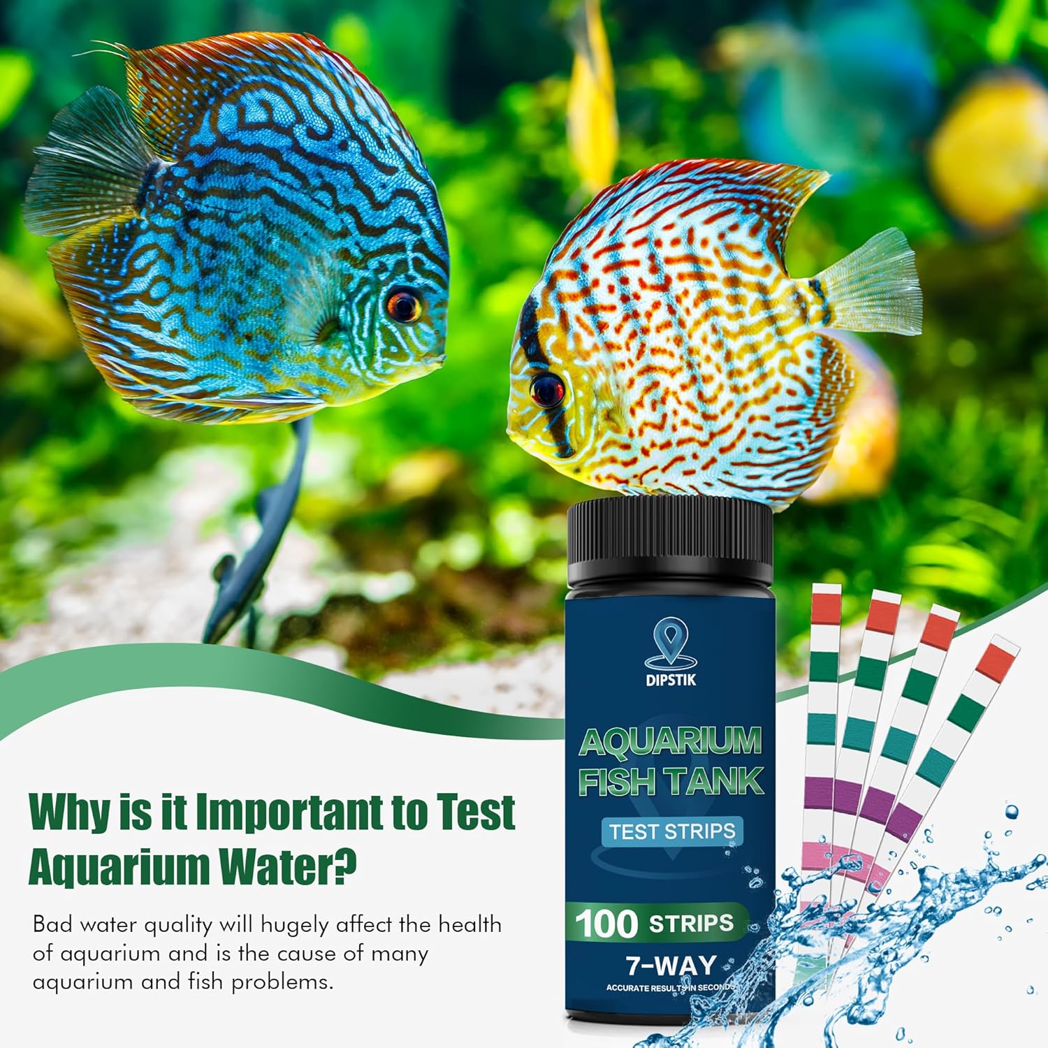 Detalle 2 de Aquarium Ammonia Test Strips 8-Way Fish Tank Test Kit (50 strips)