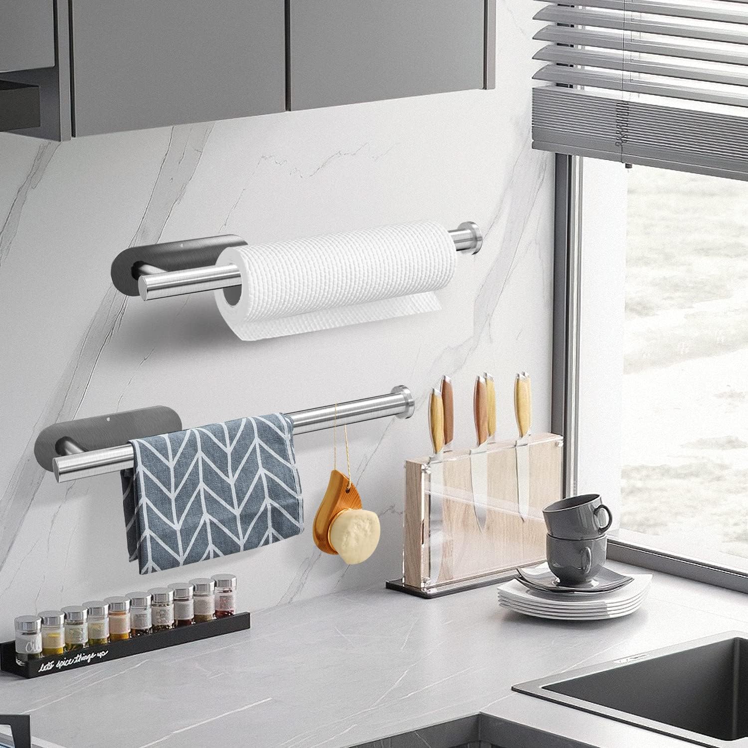 Detalle de DEKAVA PTH-ALL1 Paper Towel Holder, SUS304 Stainless Steel, Adhesive Mount