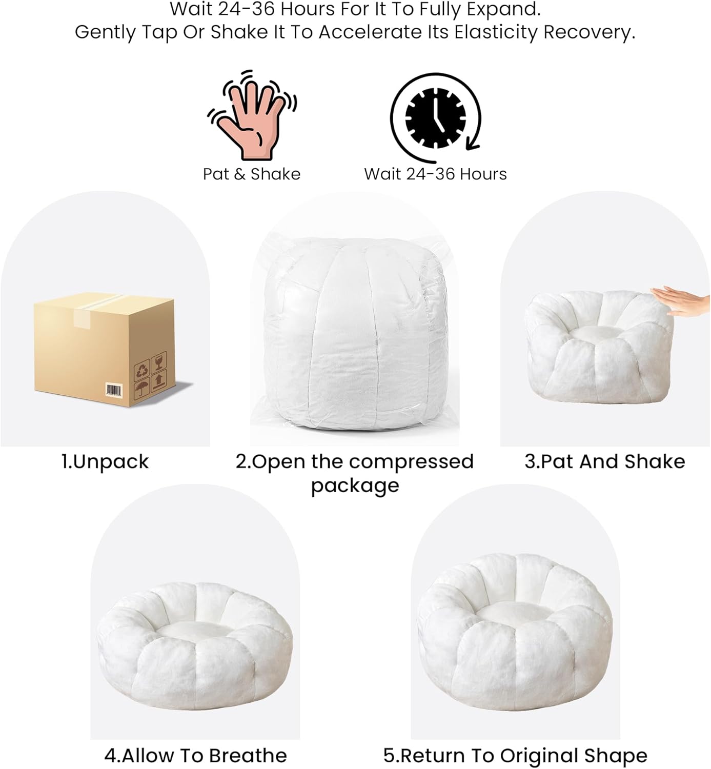 Thumbnail 5 de LinkRomat Petal Foam Pouf for Adults & Teens, Cozy Synthetic Faux Leather Beanbag Chair
