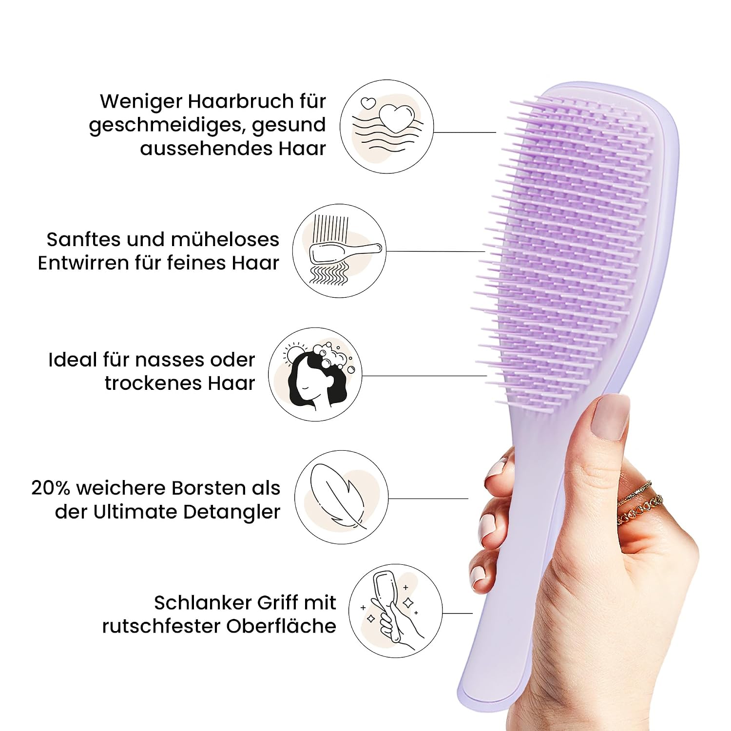 Detalle de Tangle Teezer Ultimate Detangler: Sanfter Entwirrer für coloriertes, feines & dünnes Haar