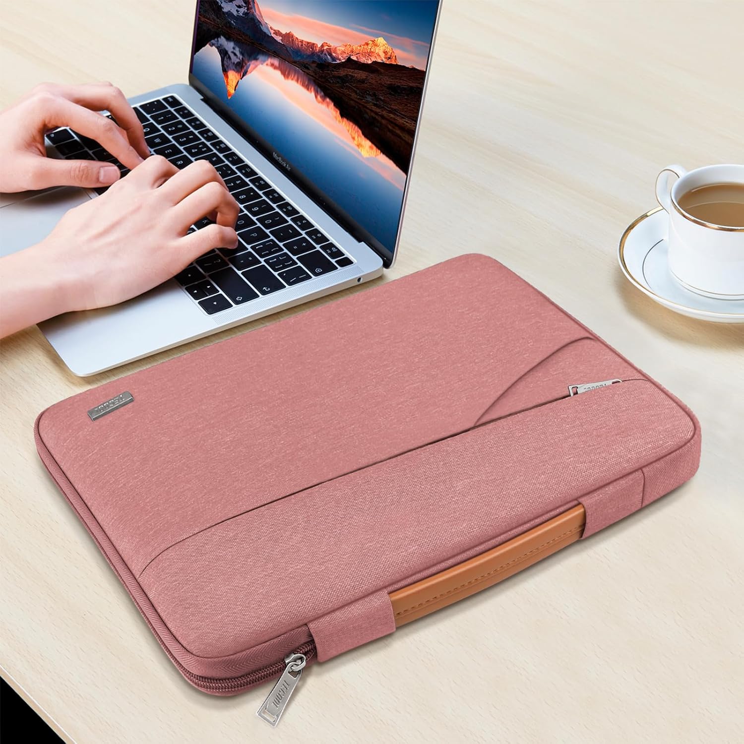 Detalle de TECOOL 16 Zoll Laptoptasche Hülle rosa – kompatibel mit MacBook Pro 16, 16 Zoll Notebooks und mehr