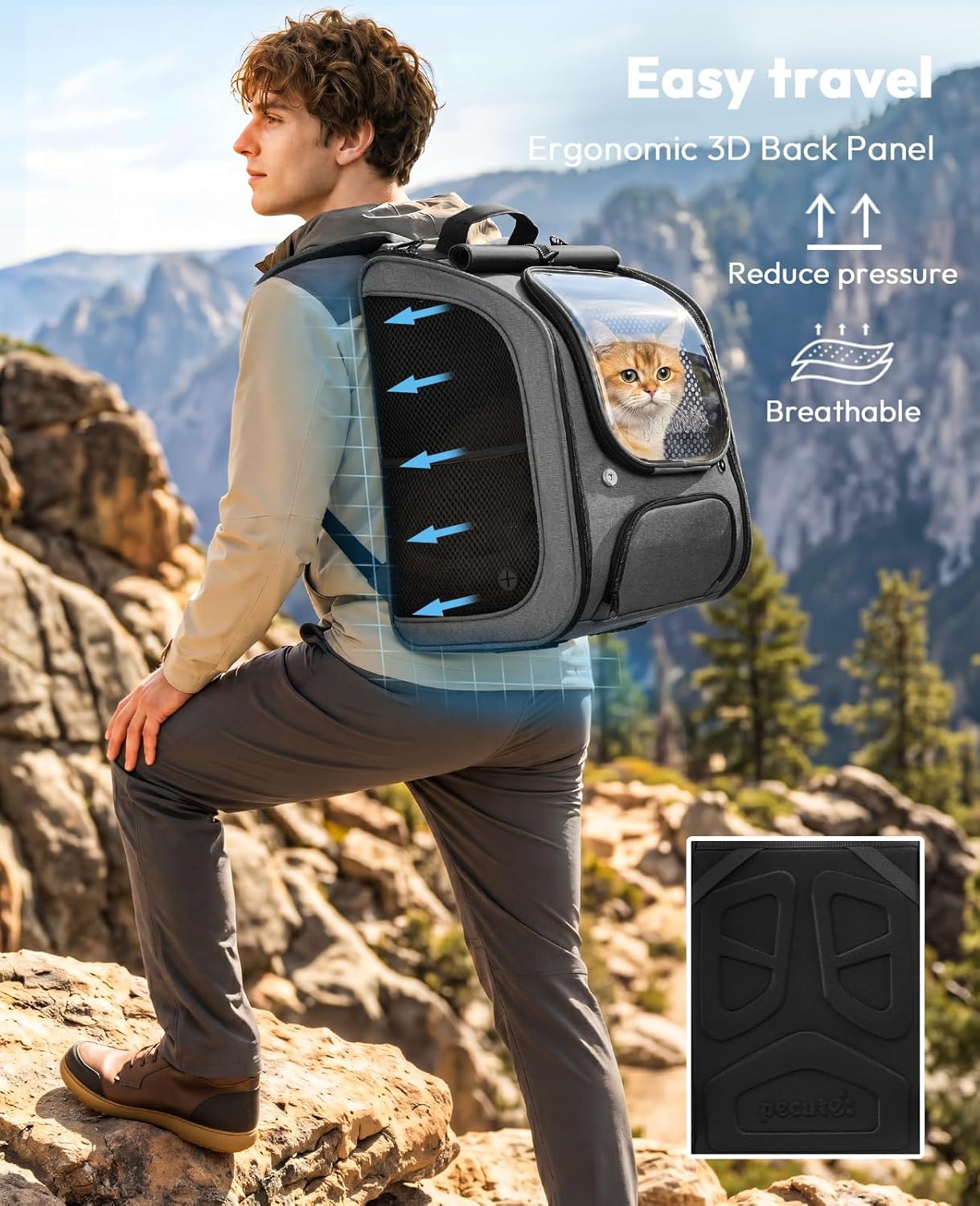 Detalle de pecute Cat Backpack Large Space pet carrier