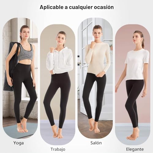 Detalle de SINOPHANT Mallas Deporte Mujer de Cintura Alta, Leggings Opacas L-XL en Azul Marino
