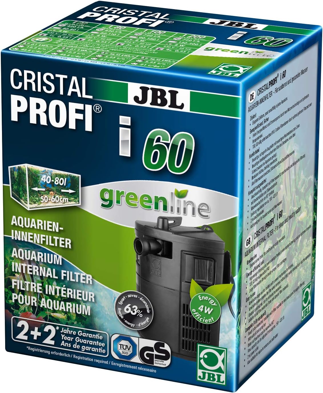 Detalle 2 de JBL CristalProfi i100 greenline Innenfilter für 90–160 L – energieeffizient, wartungsarme Pumpe