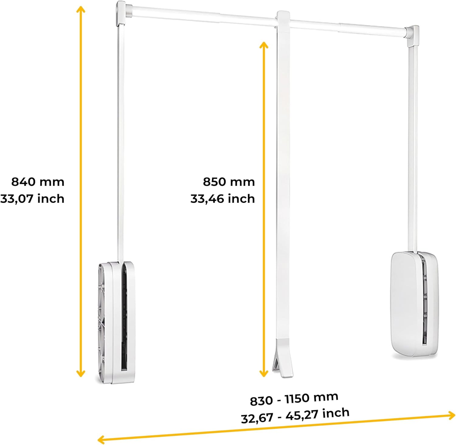 Thumbnail 1 de Emuca – Penderie rabattable Sling pour armoire, 830-1150 mm, blanc, acier et plastique