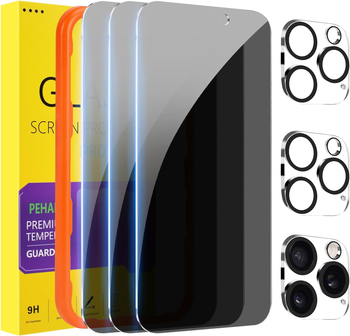 Detalle de PEHAEL 3+3Pack Privacy Screen for iPhone 16 Pro Max