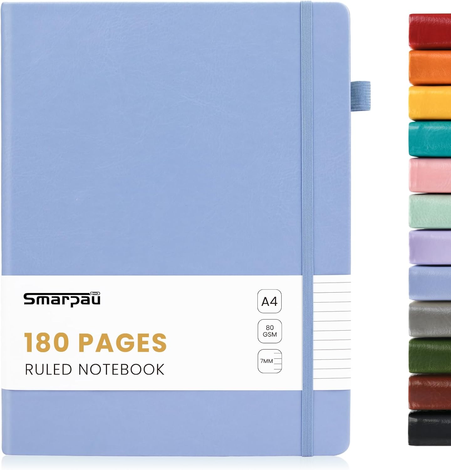 Smarpau A4 Leather Journal Notebook 180 Pages – 80gsm, Hardback, Waterproof Cover