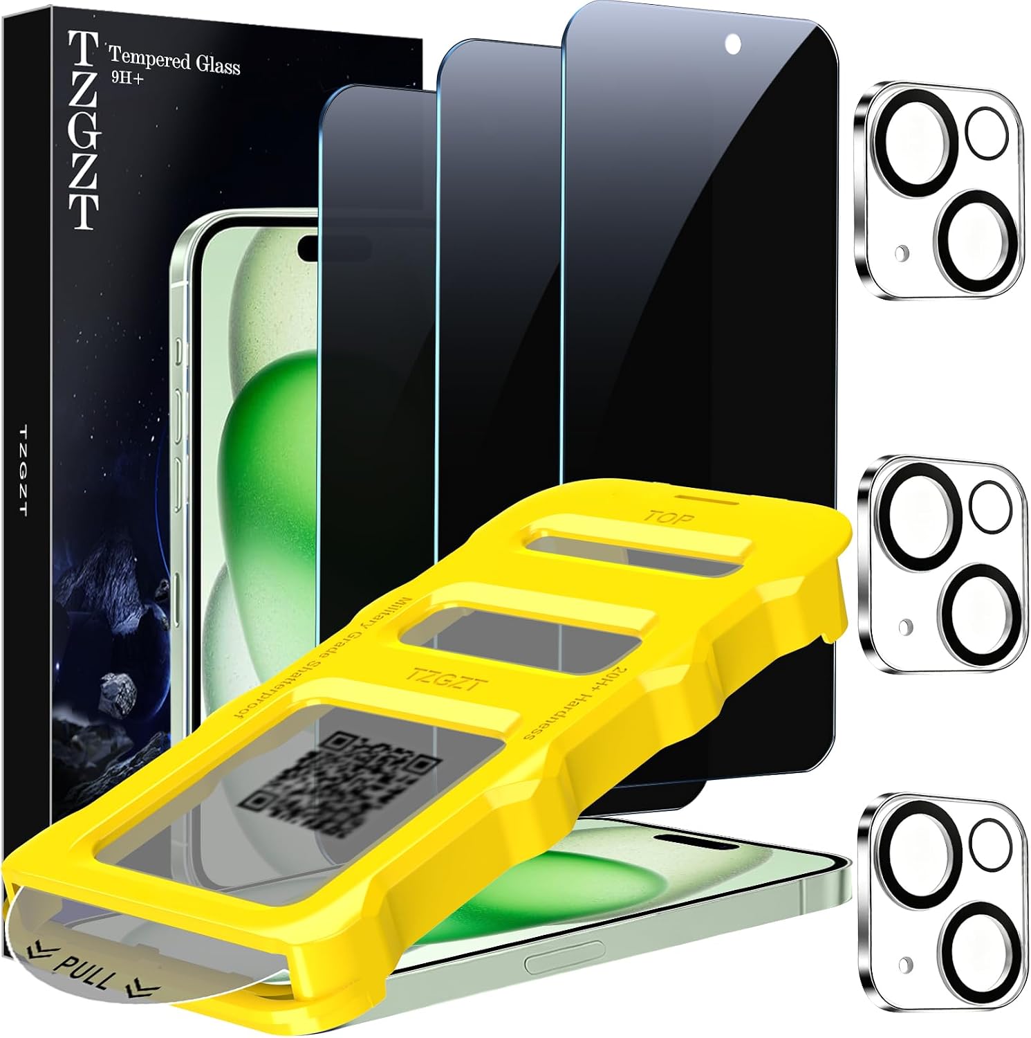 Detalle de TZGZT 3 Pack Privacy Screen Protector for iPhone 15 with Lens Protectors