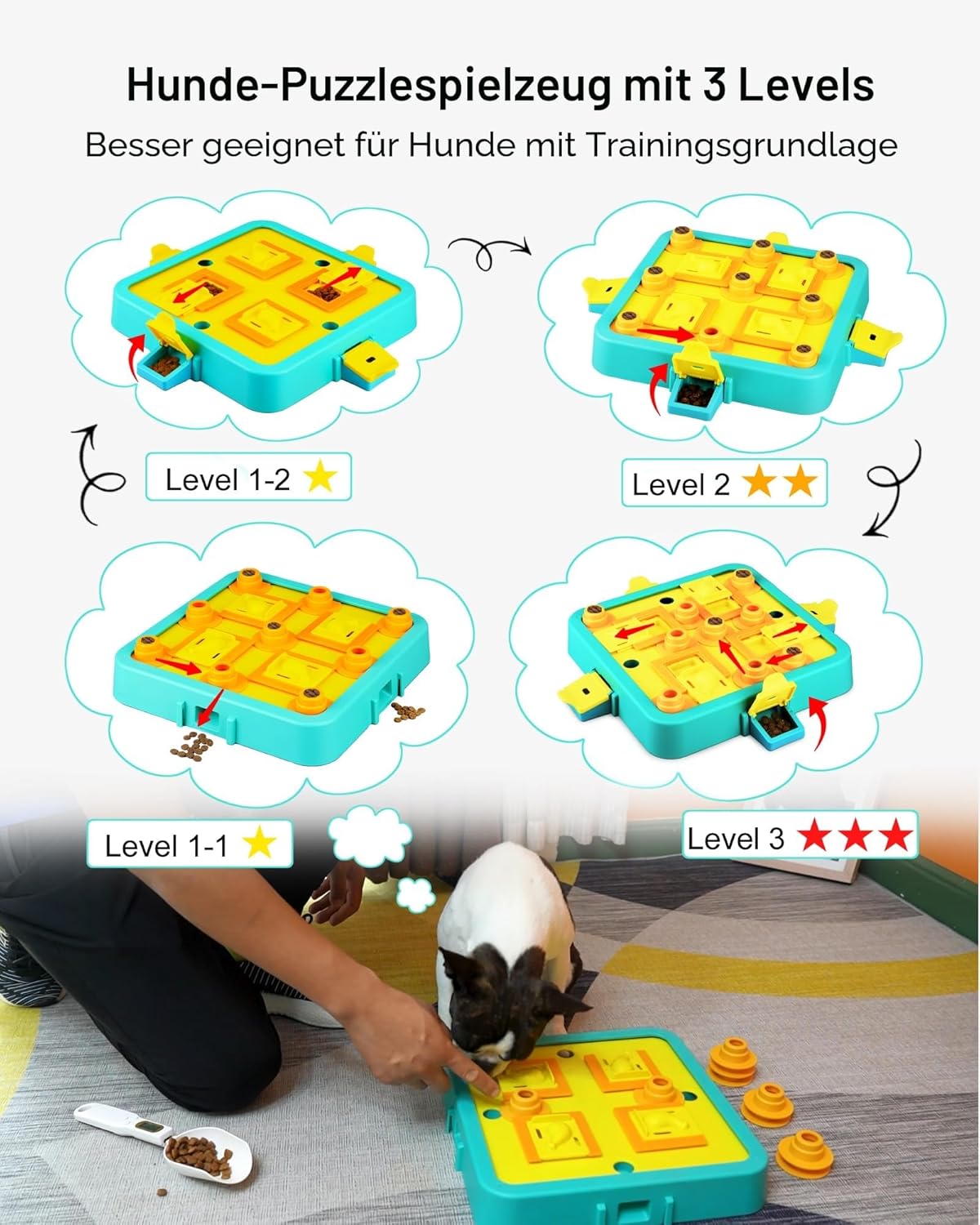 Detalle de LACCEN Hundespielzeug Intelligenz „Level 3 in 1“ als interaktives Futter-Puzzle
