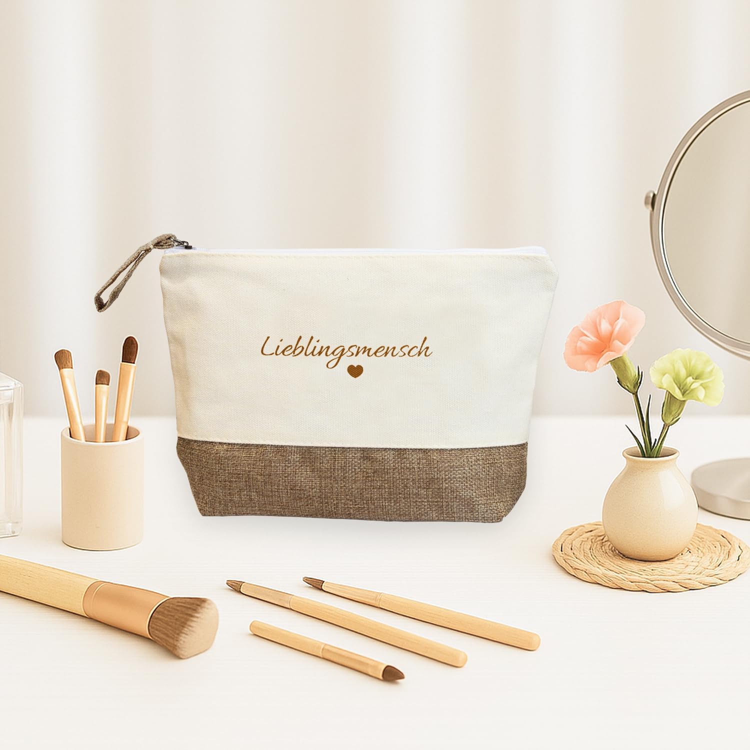 Detalle de Kosmetiktasche Lieblingsmensch – Geschenkidee für Freundin, Mama, Schwester oder Partnerin
