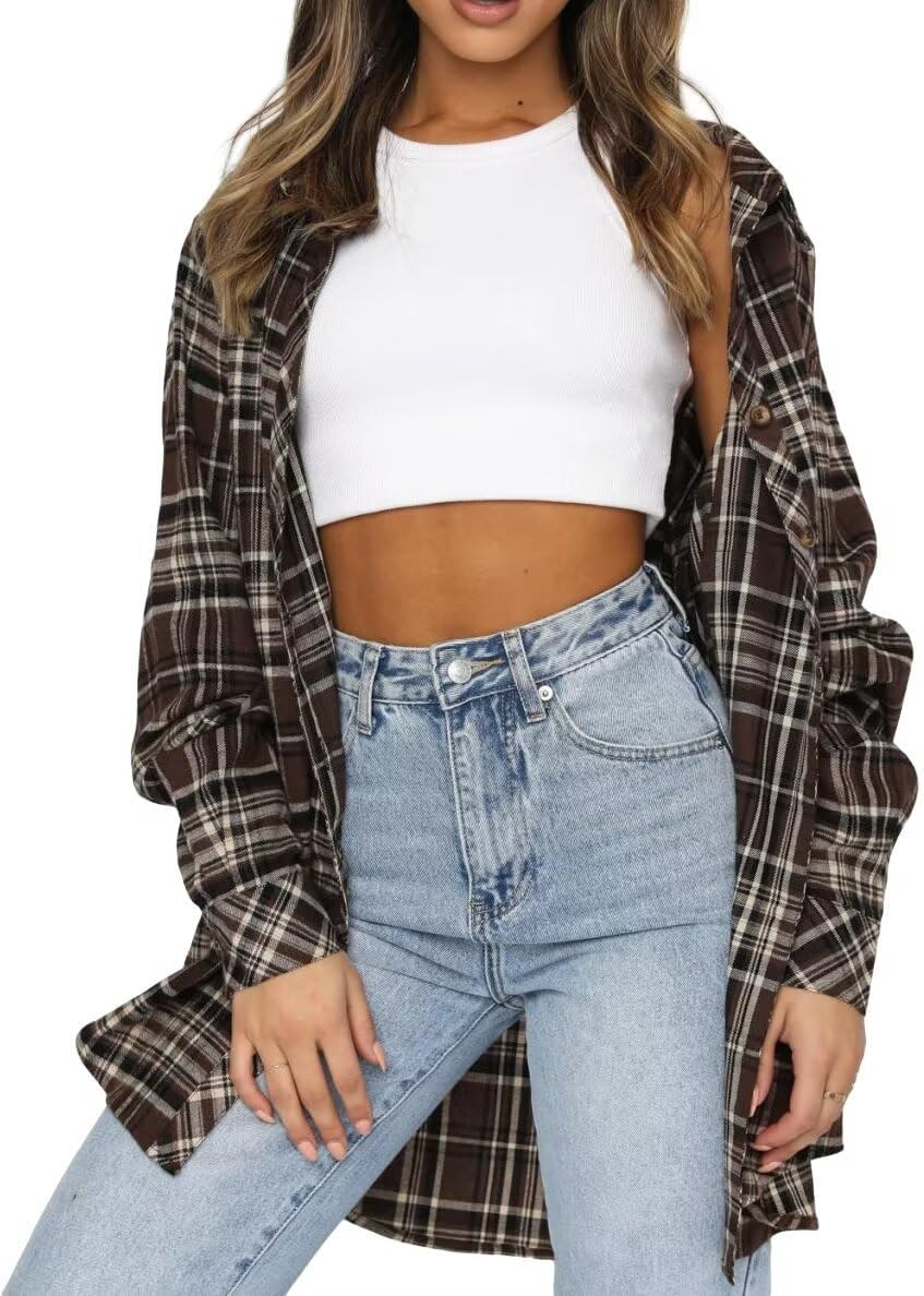 Thumbnail 2 de LACOZY Womens Flannel Check Shirt – Oversized Buffalo Plaid, Long Sleeve, Button-Down