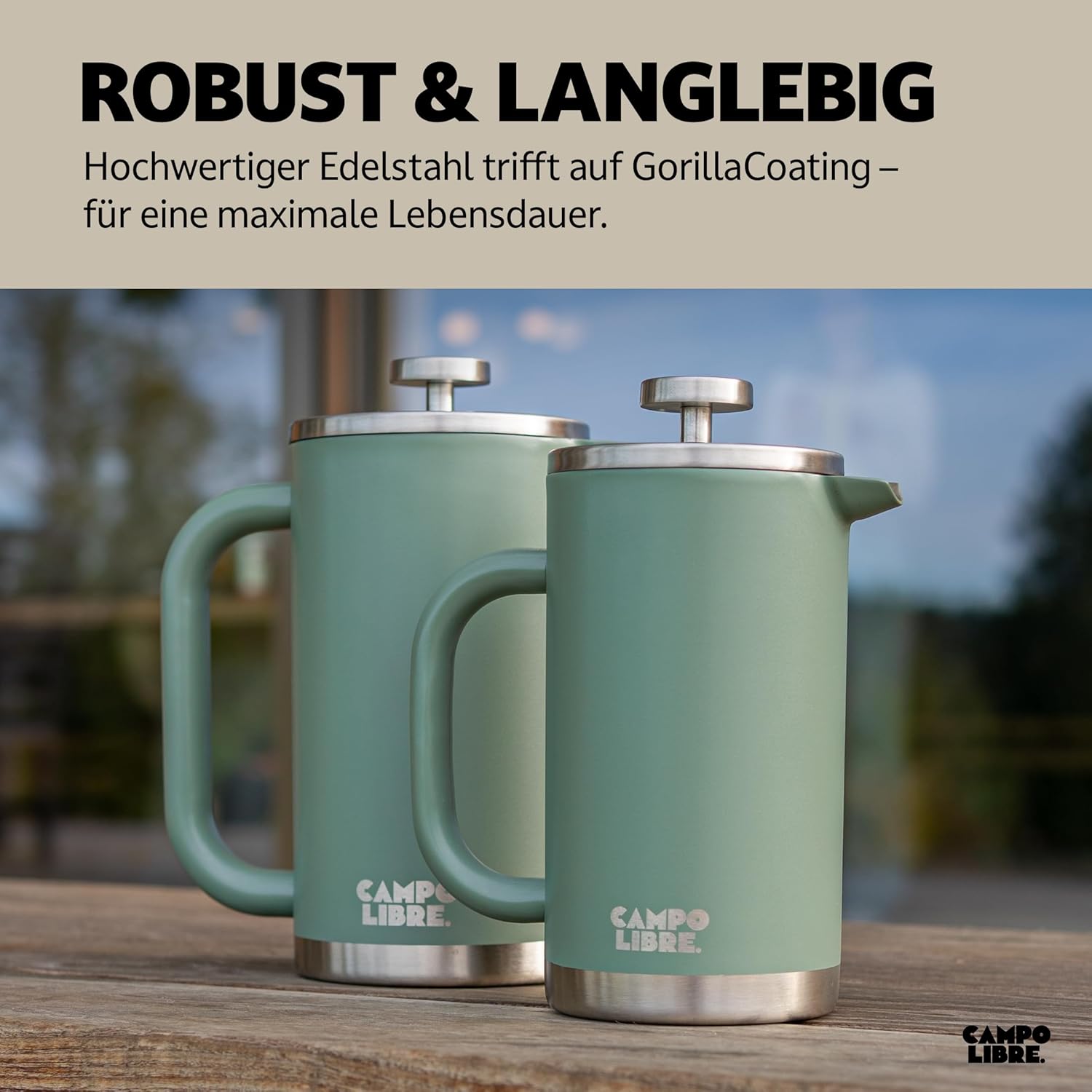 Thumbnail 4 de Campo Libre.® Giorgio French Press aus doppelwandigem Edelstahl (1 l) inkl. Ersatzfilter