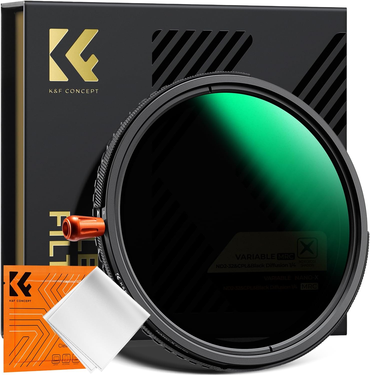 Detalle de K&F CONCEPT 3-in-1 Variabler ND2–32 + CPL + Black Mist 1/4 Filter (95 mm) für Video & Porträts