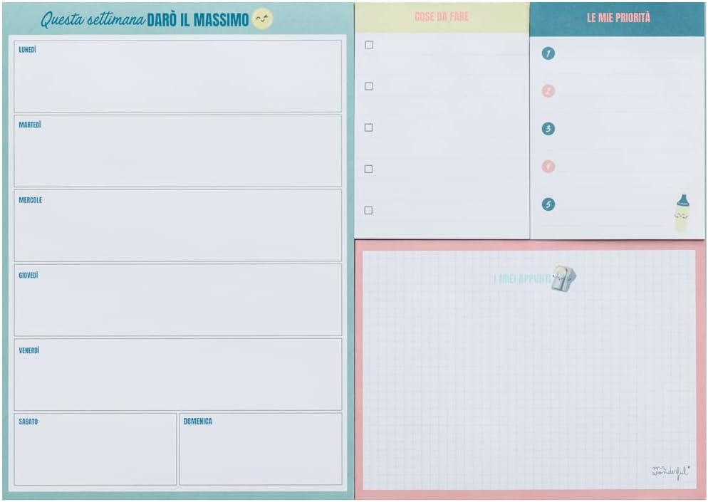 Detalle de Planner settimanale con note adesive – Questa settimana darò il massimo