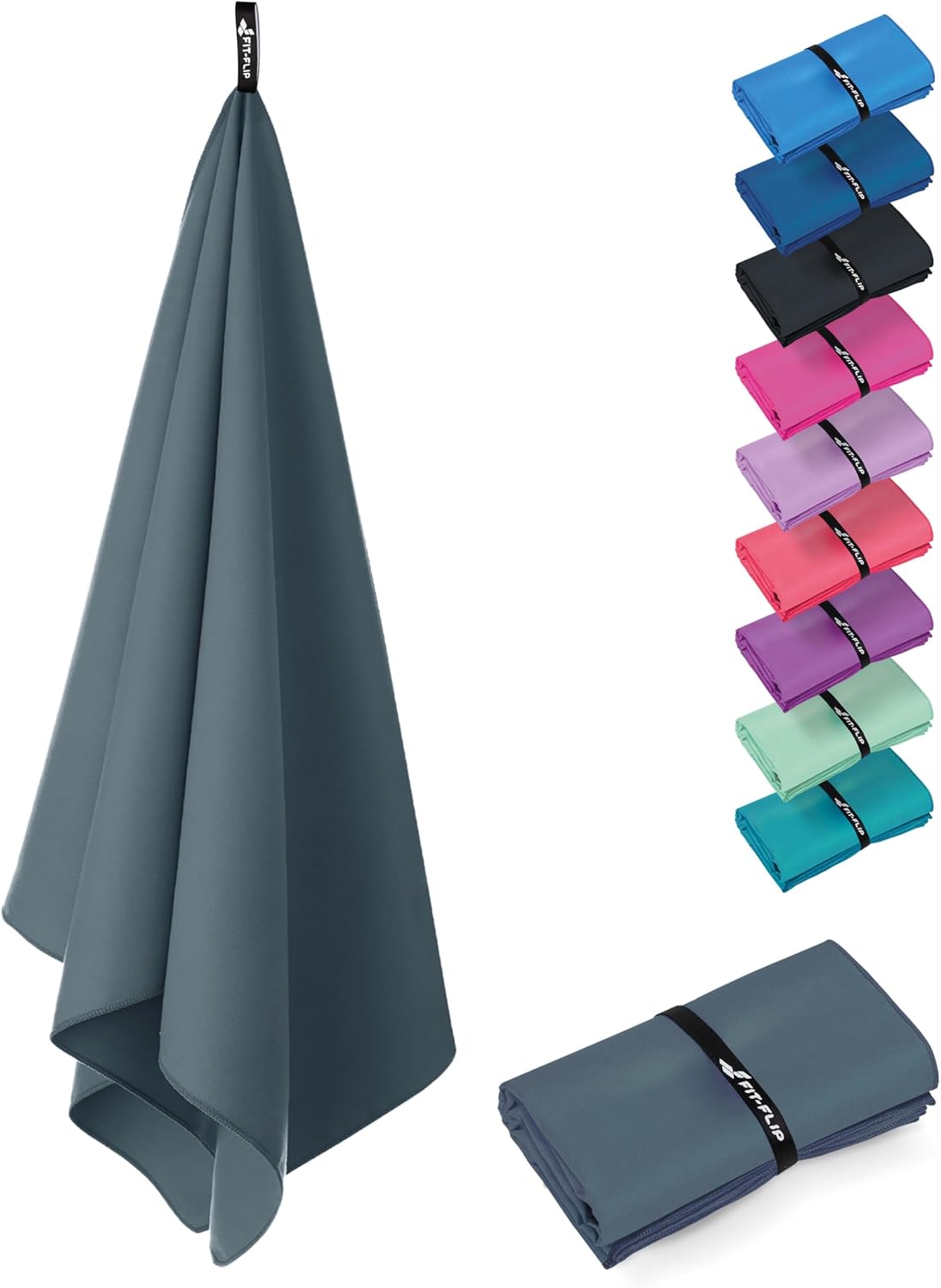 Detalle de Fit-Flip microvezelhanddoek 50 x 30 cm, Cool Grey, licht en sneldrogend