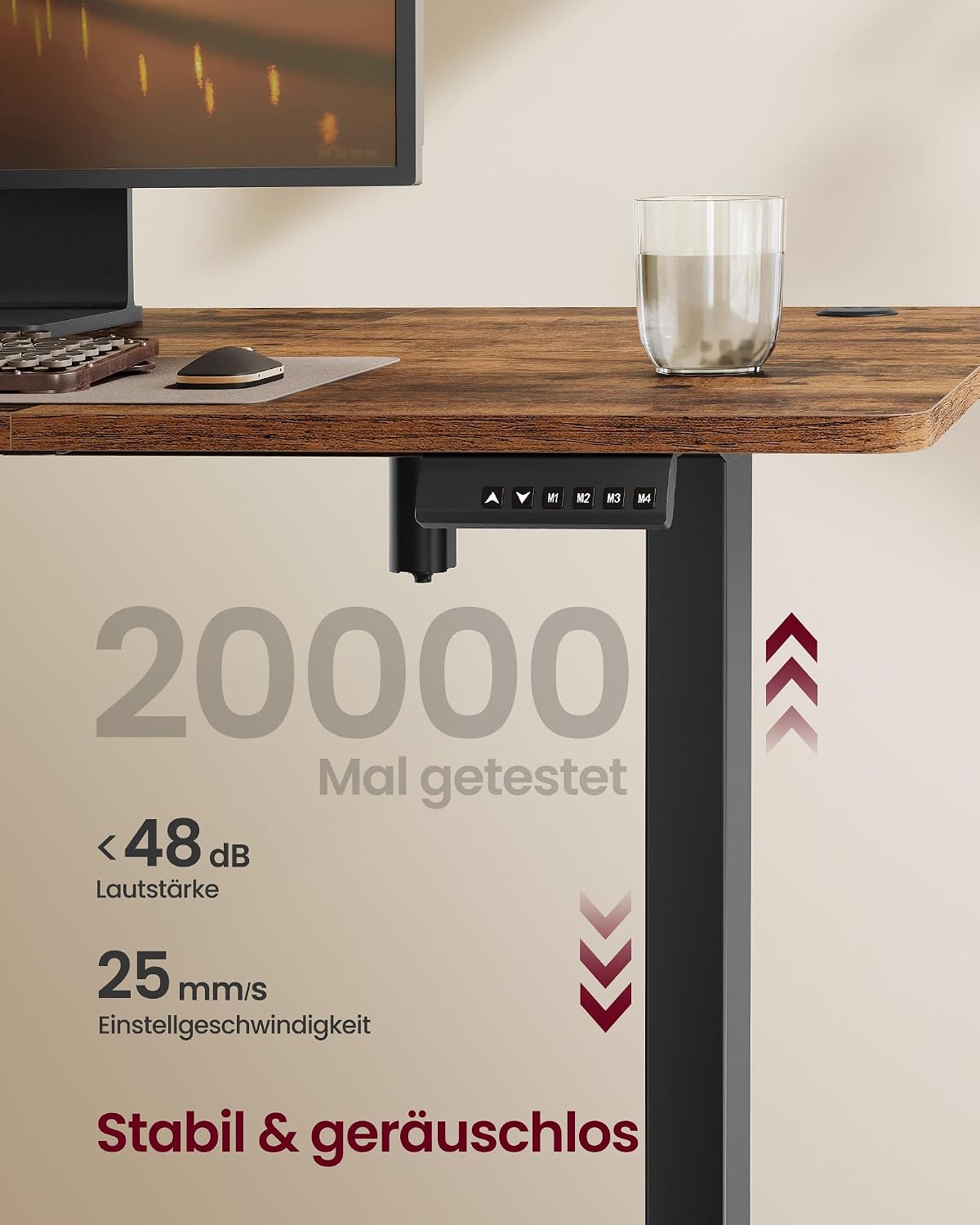 Detalle 2 de SONGMICS LSD138K01 höhenverstellbarer Schreibtisch 180×80 cm