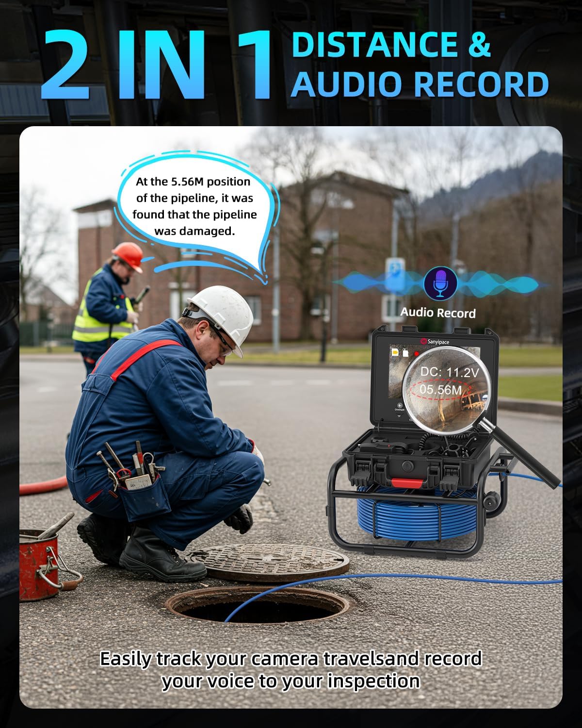 Thumbnail 1 de Sanyipace Drain Inspection Camera 50M with Self-Leveling and 9-Inch Screen