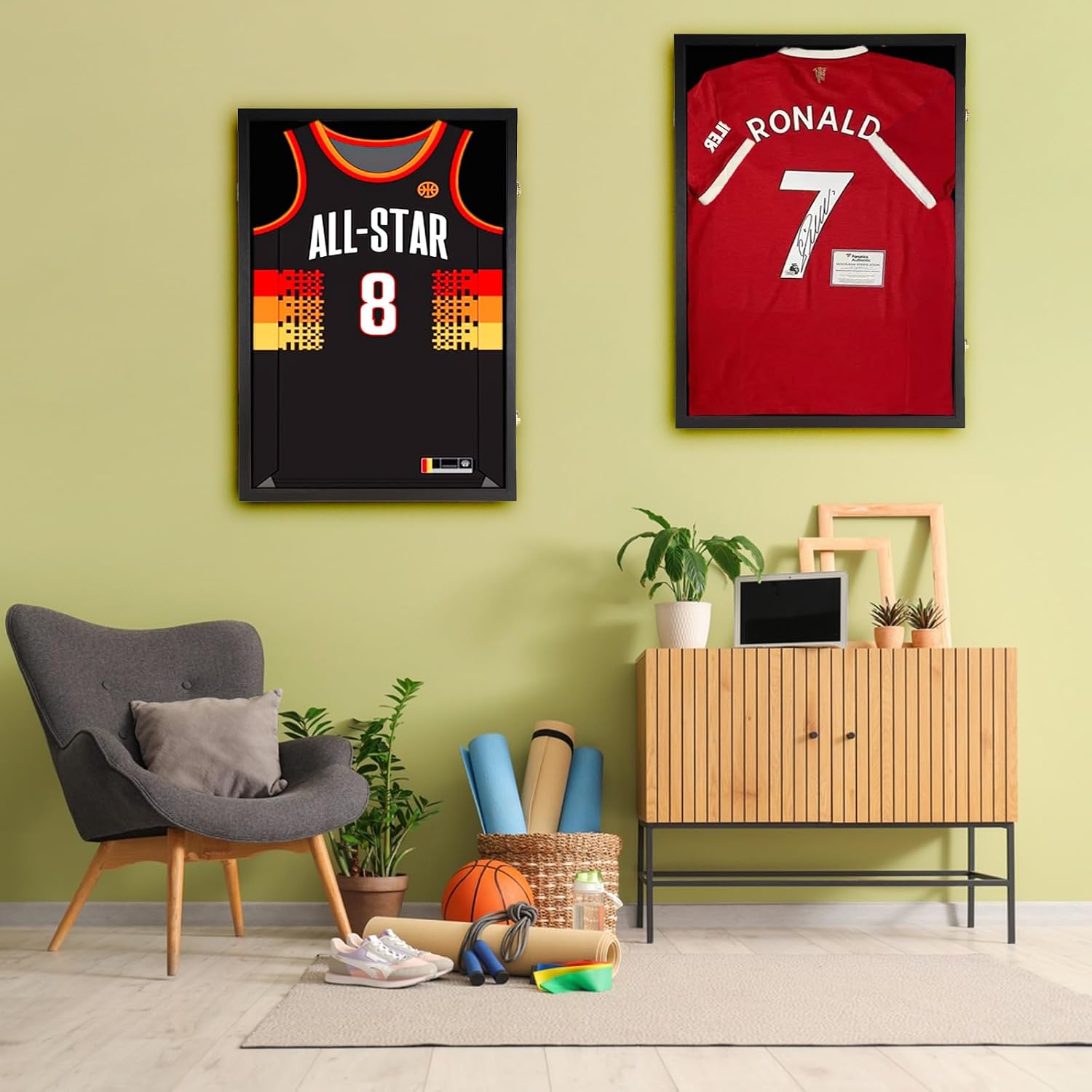 Detalle de GUTAG JDF-H1 Jersey Display Case, Black Wood Shadow Box with 98% UV Acrylic
